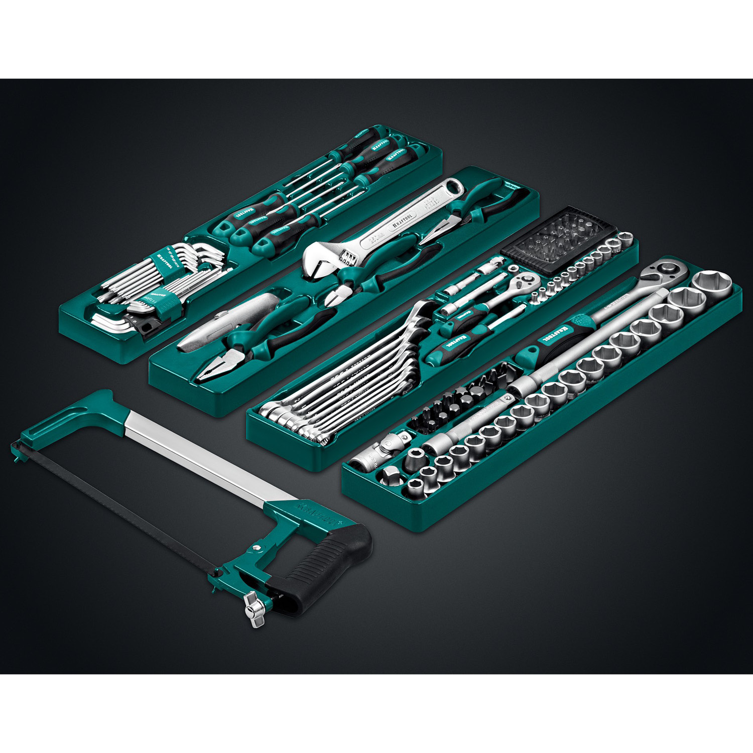 KRAFTOOL GRAND-152, 152 предм., (1/2″+1/4″), Универсальный набор инструмента (27978-H152) — фото 6