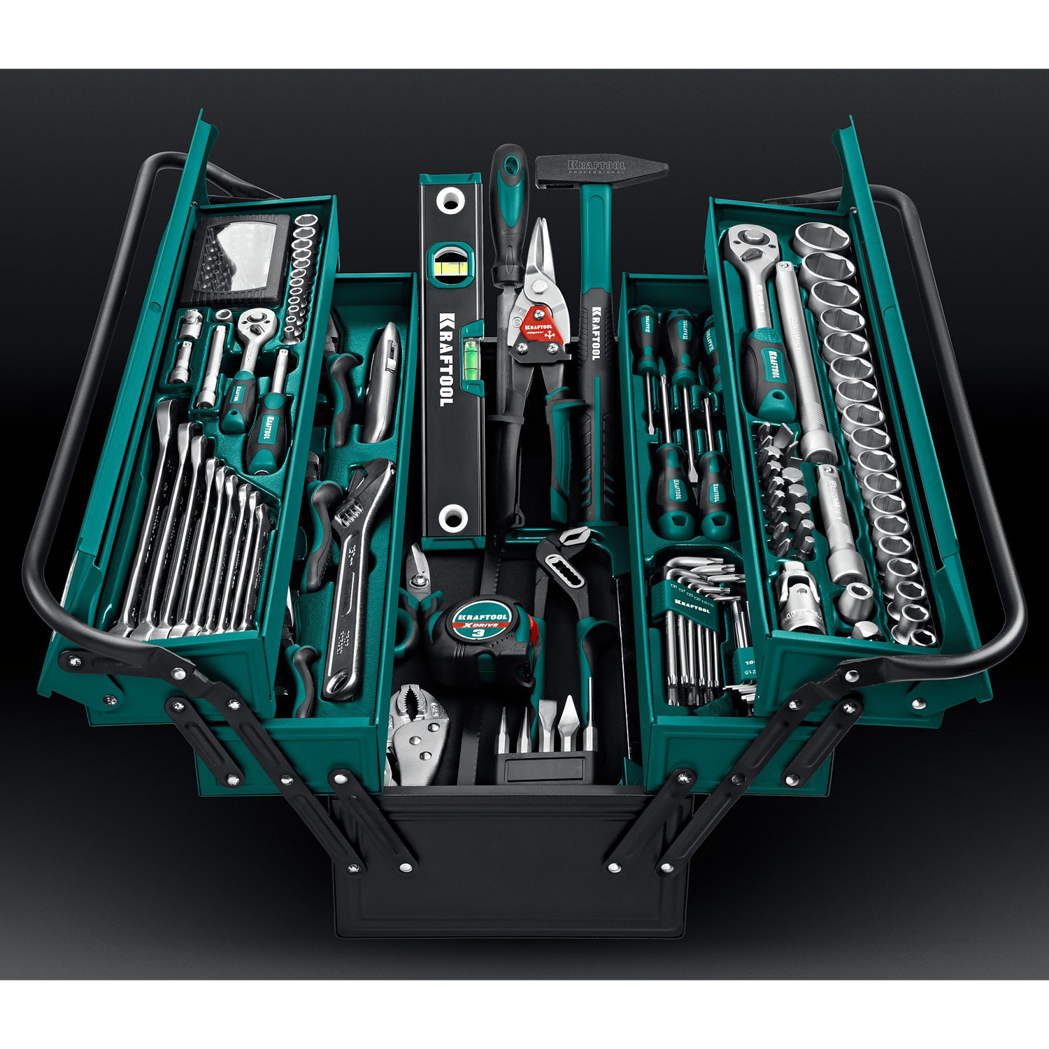 KRAFTOOL GRAND-152, 152 предм., (1/2″+1/4″), Универсальный набор инструмента (27978-H152) — фото 8