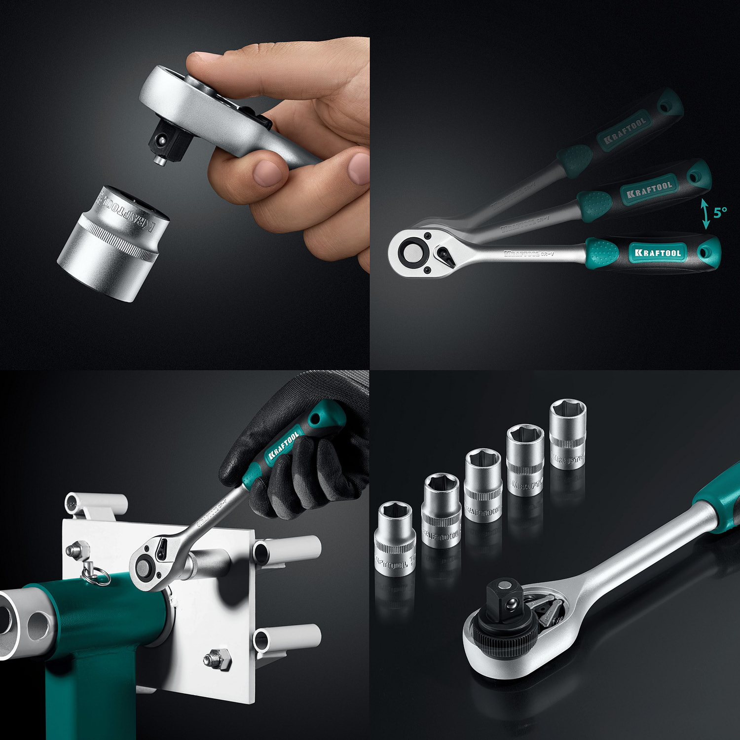 KRAFTOOL GRAND-152, 152 предм., (1/2″+1/4″), Универсальный набор инструмента (27978-H152) — фото 9