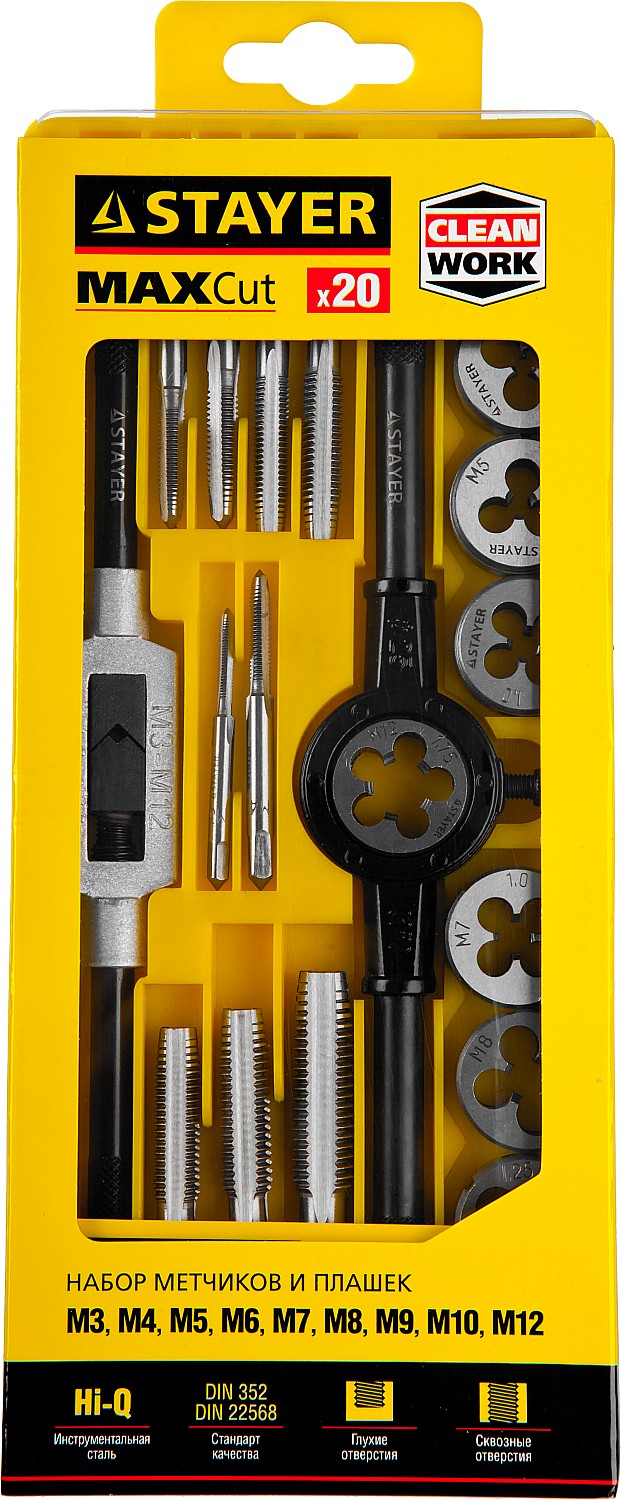 STAYER MaXCut, 20 предмета, легированная сталь, набор метчиков и плашек (28012-H20) — фото 3