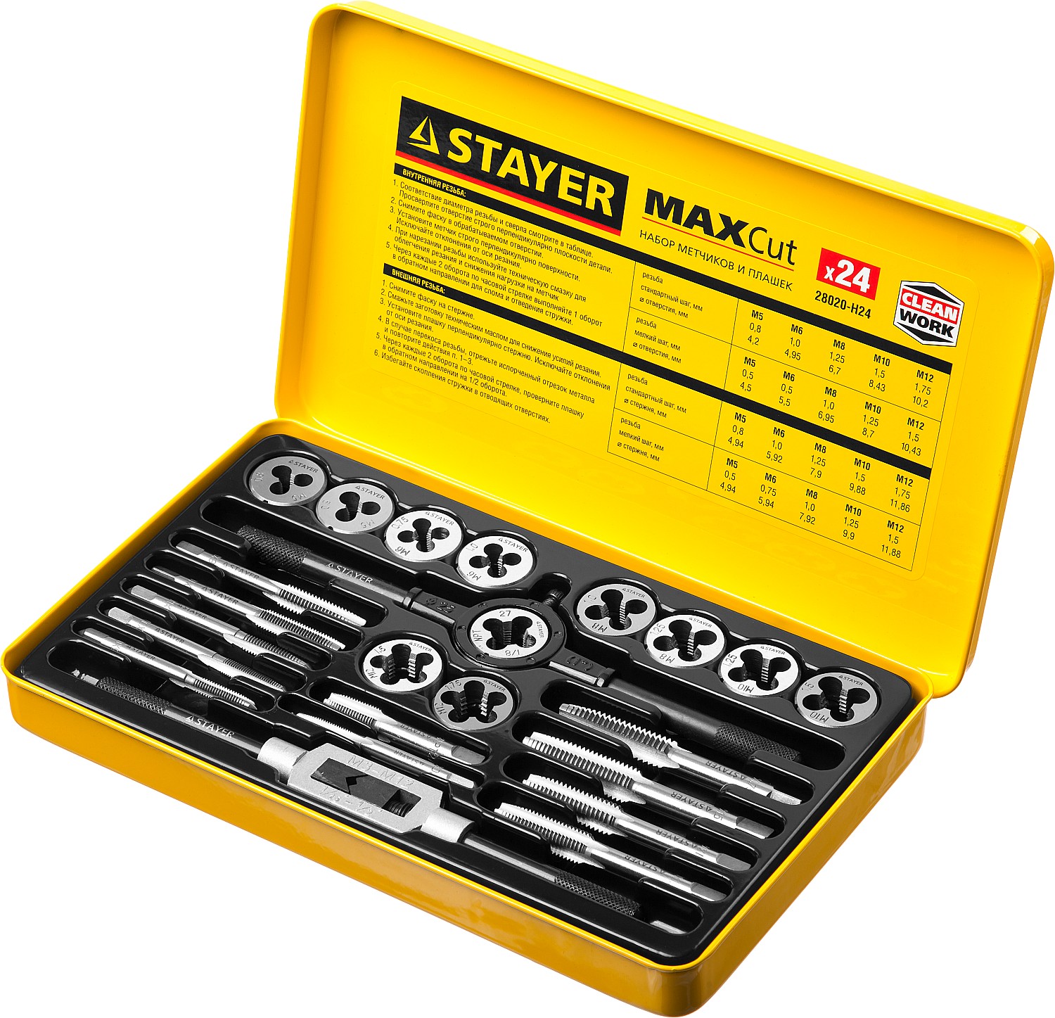 STAYER MaXCut, 24 предмета, легированная сталь, набор метчиков и плашек (28020-H24) — фото 2