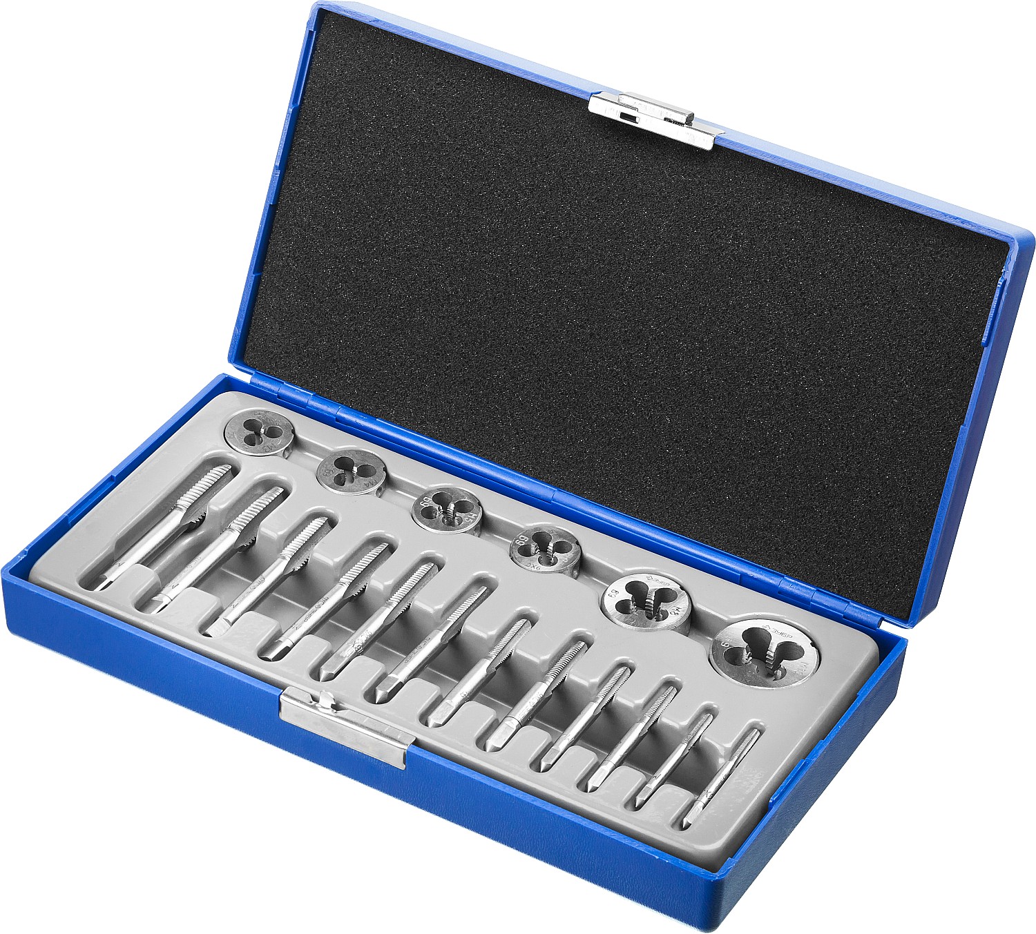 ЗУБР 18 предм., сталь 9ХС, набор метчиков и плашек в пластиковом боксе (28120-H18) — фото 3