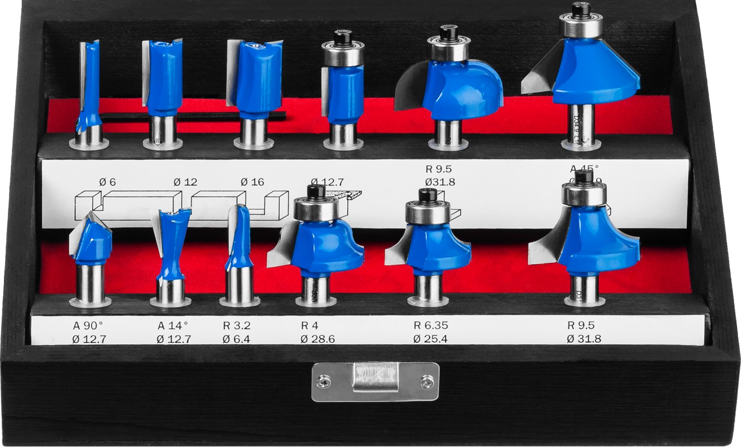 ЗУБР 12 шт, набор профильных фрез по дереву, Профессионал (28796-H12) — фото 3
