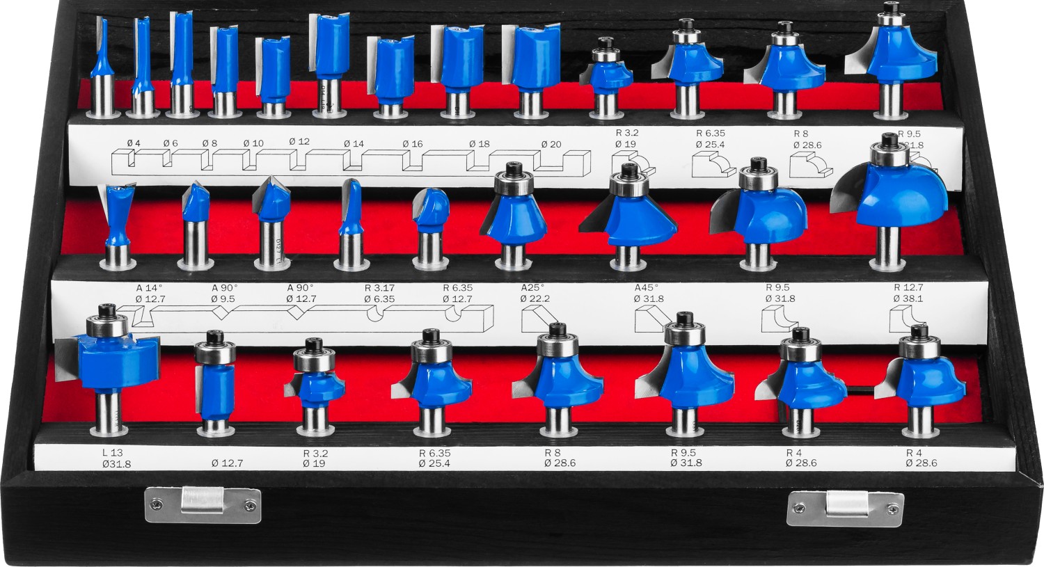 ЗУБР 30 шт, набор профильных фрез по дереву, Профессионал (28796-H30) — фото 3