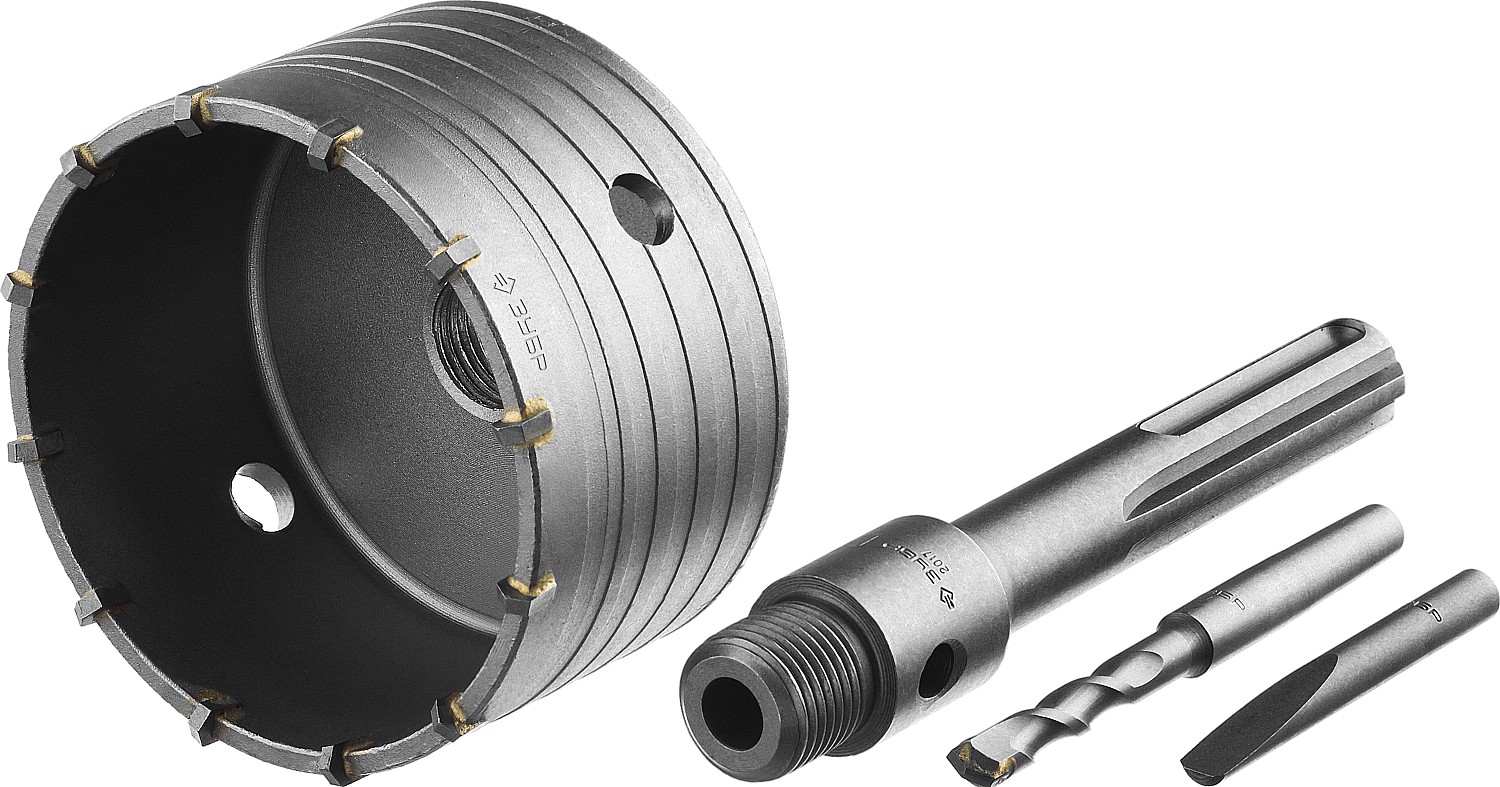 ЗУБР 100 мм, SDS - max, 12Т, коронка по бетону с державкой, Профессионал (2918-100) — фото 3