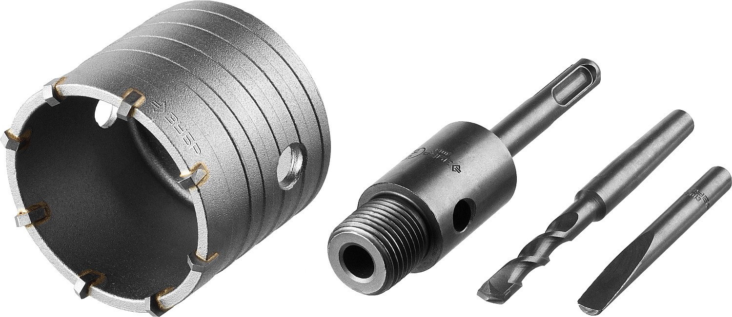 ЗУБР 65 мм, SDS - plus, 8Т, коронка по бетону с державкой, Профессионал (2918-65) — фото 3