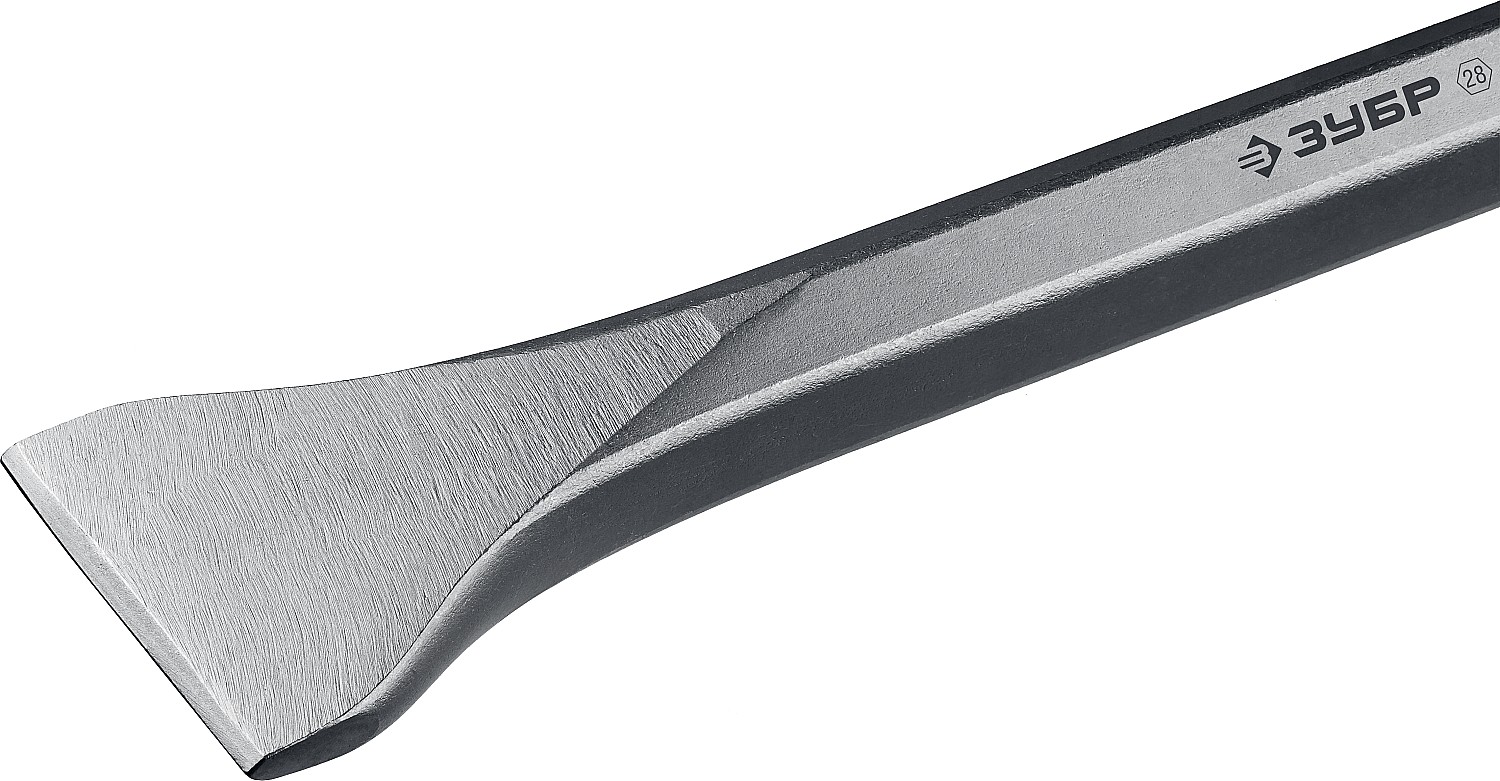 ЗУБР БУРАН, 80 х 400 мм, HEX 28, плоское изогнутое зубило, Профессионал (29372-80-400) — фото 2