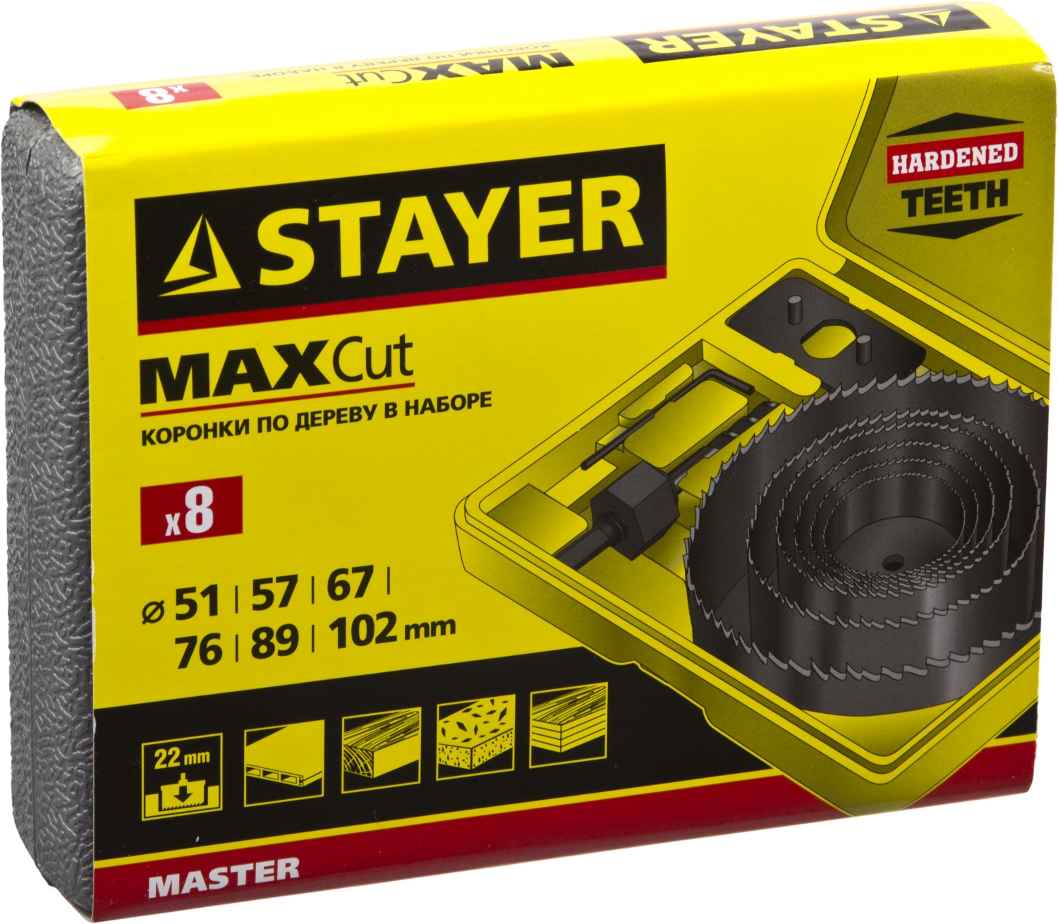 STAYER Maxcut, 6 шт, 51-102 мм, набор кольцевых коронок по дереву (29600-H8) — фото 5