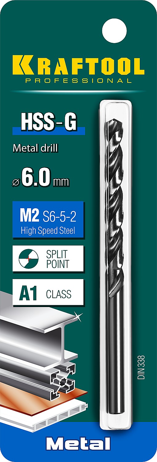 KRAFTOOL HSS-G, 6.0 х 93 мм, сталь P6M5, сверло по металлу (29651-6) — фото 3