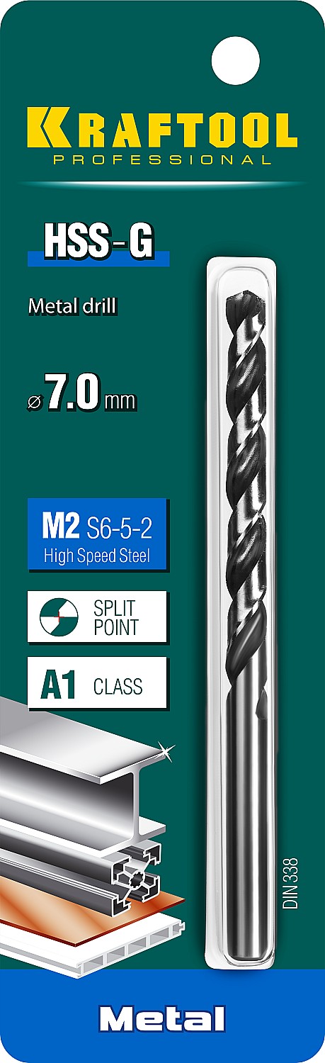 KRAFTOOL HSS-G, 7.0 х 109 мм, сталь P6M5, сверло по металлу (29651-7) — фото 3