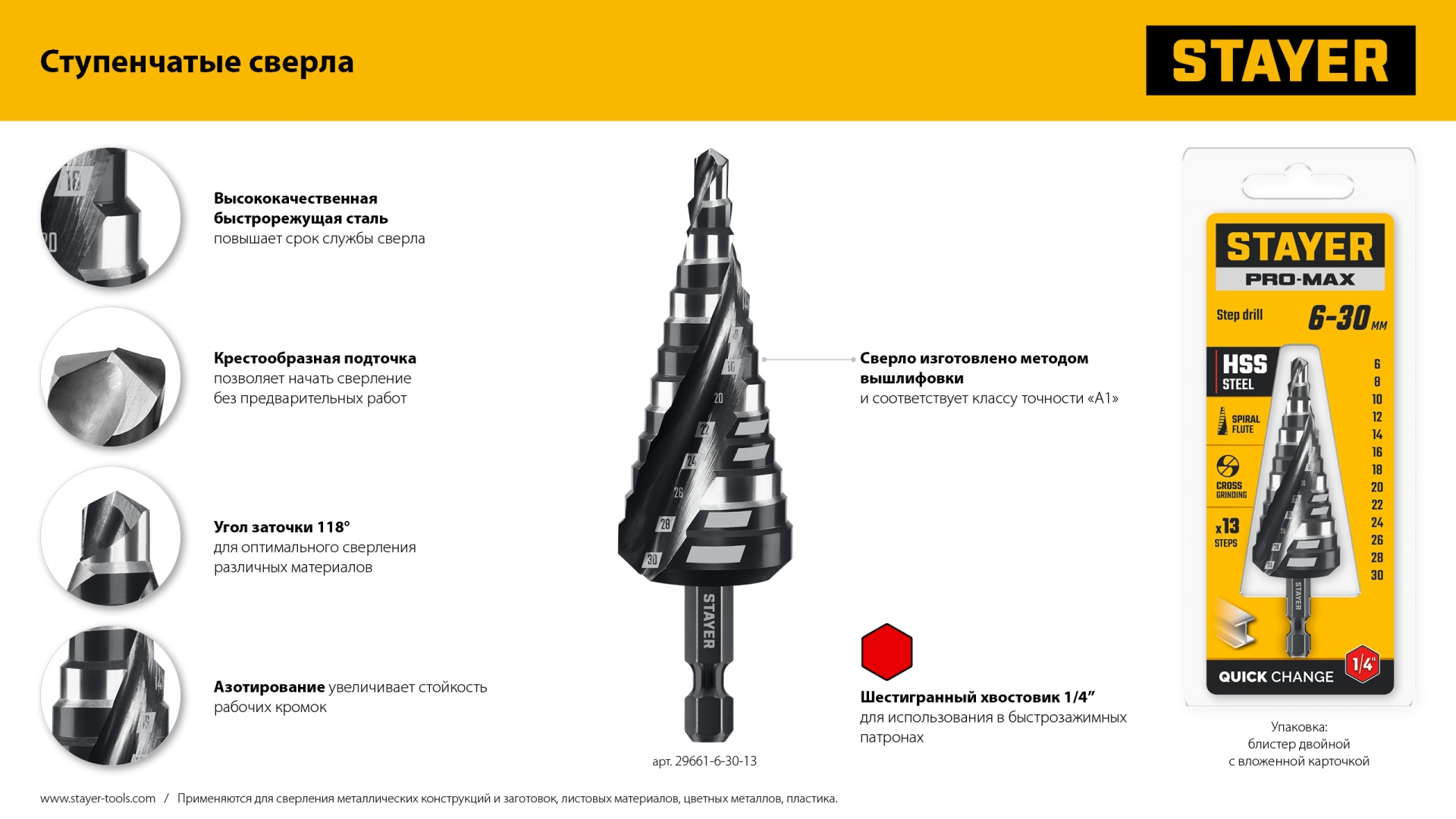 STAYER Pro-Max 4-20мм, 9 ступеней, винтовая спираль, сверло ступенчатое (29661-4-20-9) — фото 9
