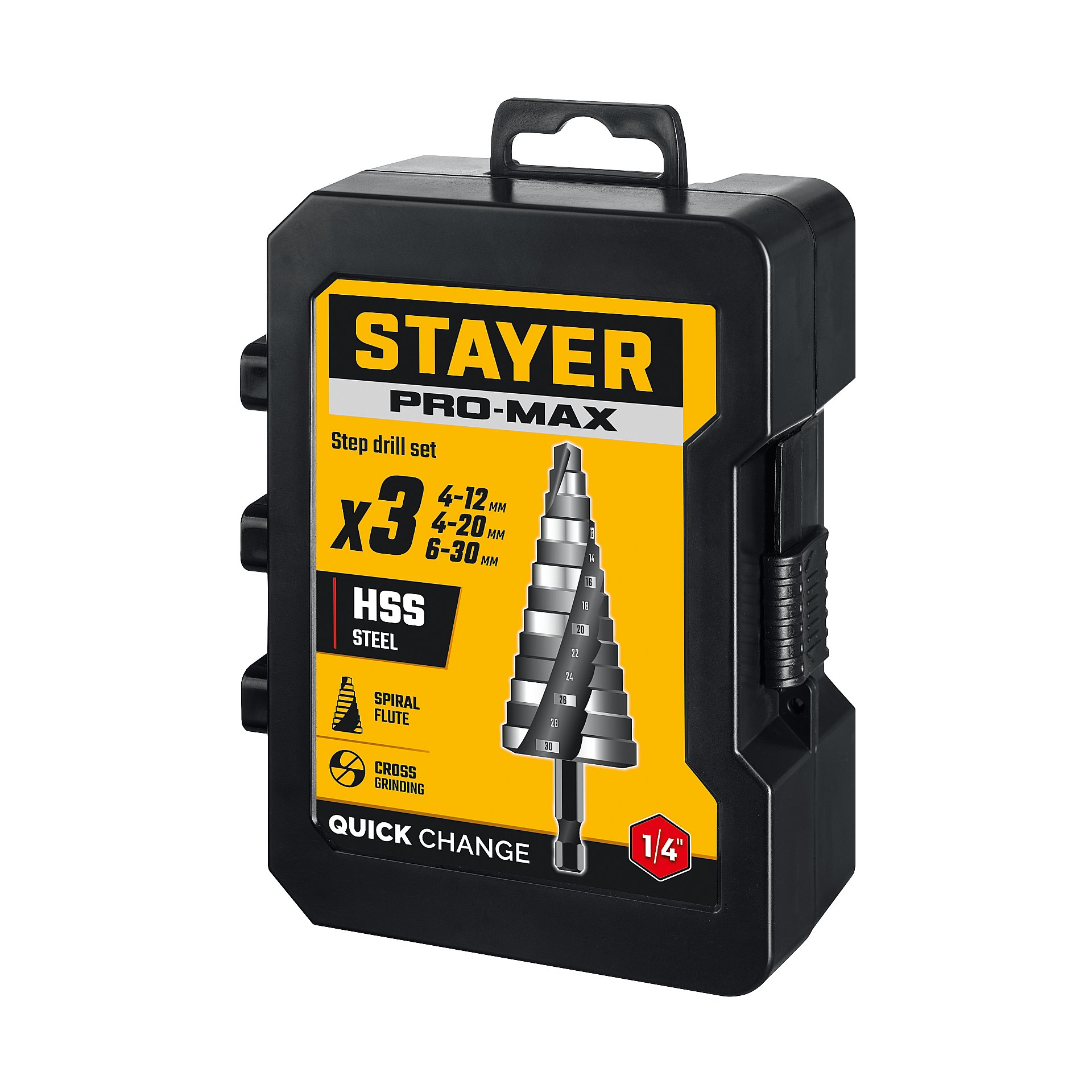 STAYER Pro-Max 3 шт, 4-30мм, винтовая спираль, набор сверл ступенчатых (29661-4-30-H3) — фото 6
