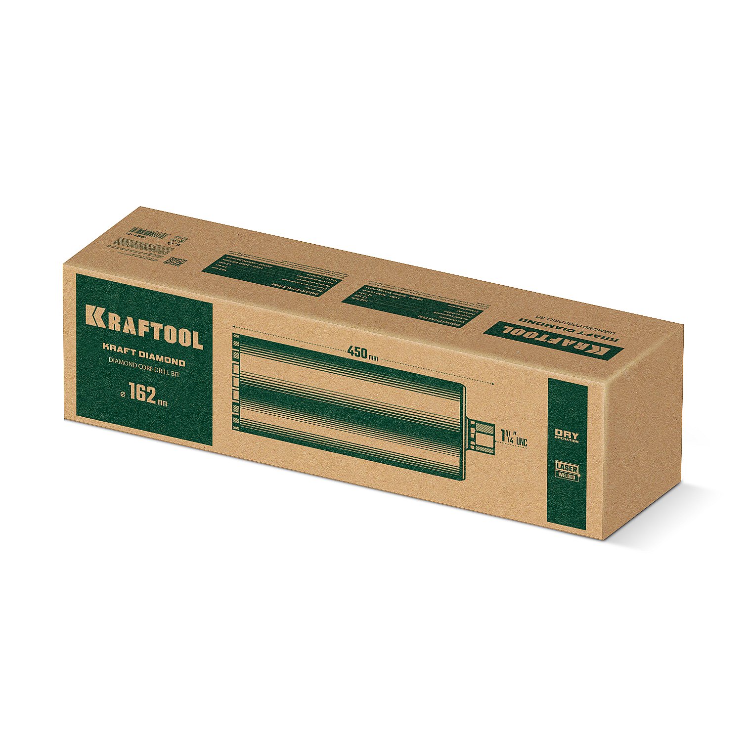 KRAFTOOL DIAMOND 162 мм (450 мм, 1 1/4″, лазерная сварка, сухое сверление с микроударом), алмазная коронка по железобетону (29825-162) — фото 8