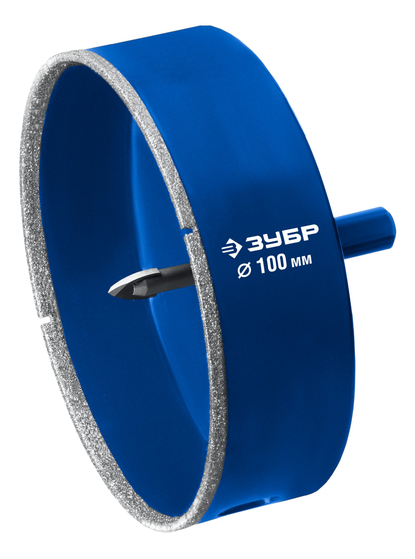 ЗУБР АГК d 100 мм (центр. сверло, трехгр. хвост, Р60), Алмазная коронка, Профессионал (29850-100)