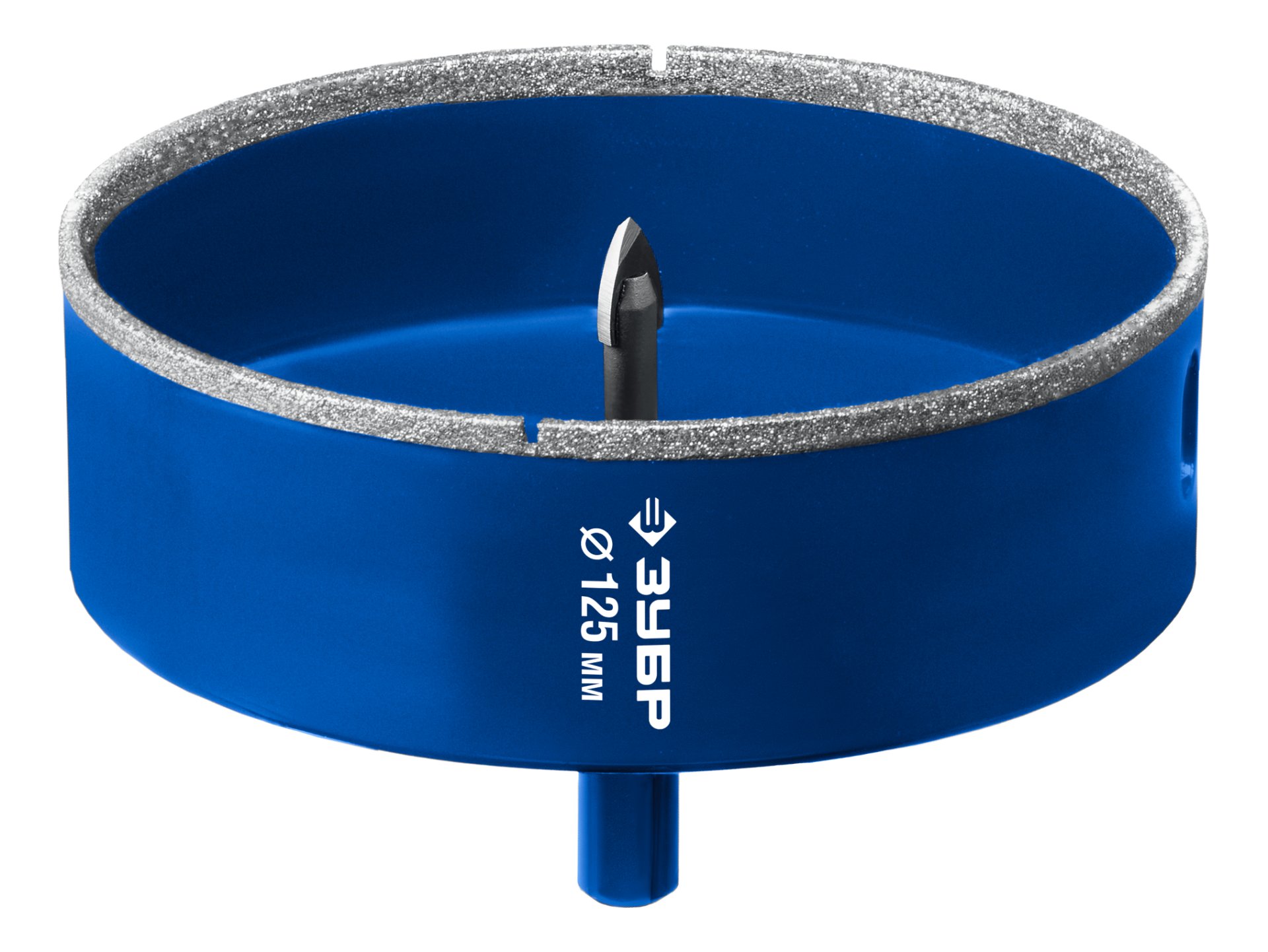 ЗУБР АГК d 125 мм (центр. сверло, трехгр. хвост, Р60), Алмазная коронка, Профессионал (29850-125) — фото 4