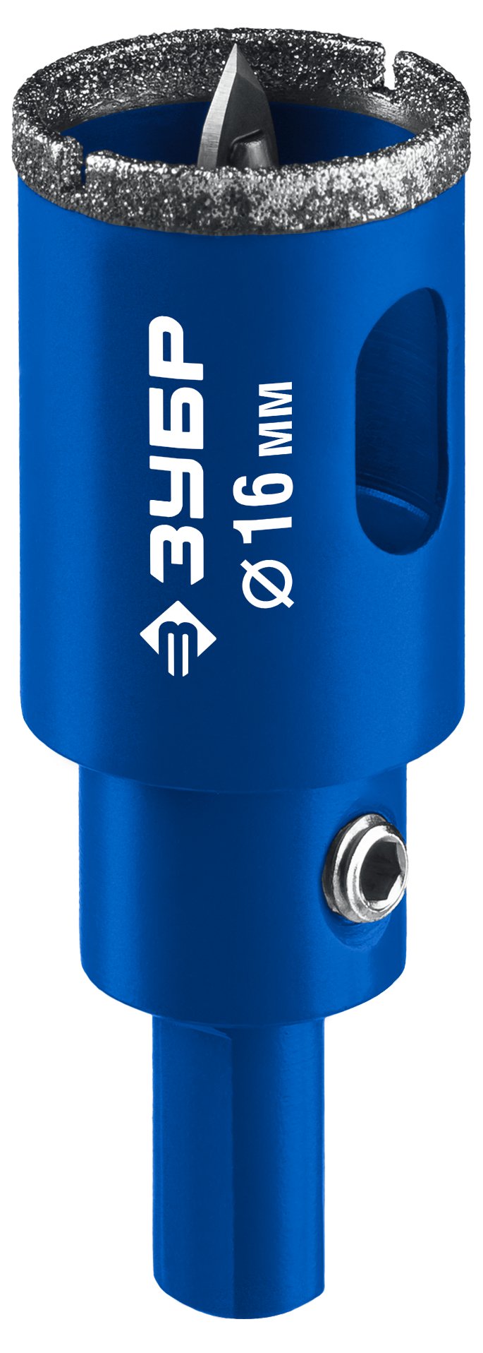 ЗУБР АГК d 16 мм (центр. сверло, трехгр. хвост, Р60), Алмазная коронка, Профессионал (29850-16) — фото 4