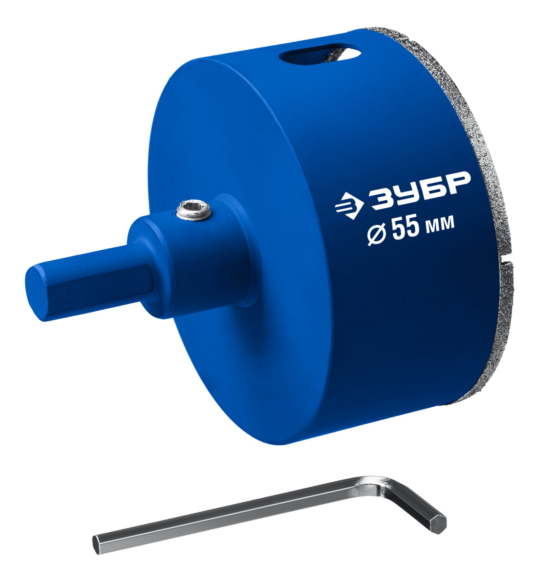 ЗУБР АГК d 55 мм (центр. сверло, трехгр. хвост, Р60), Алмазная коронка, Профессионал (29850-55) — фото 3