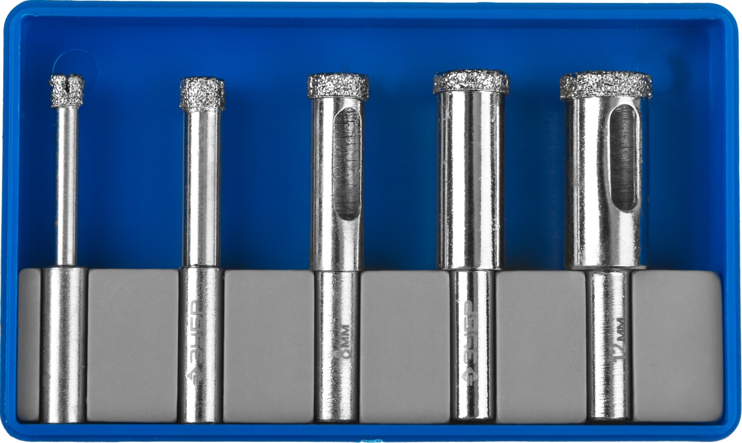 ЗУБР (d 4, 6, 8, 10, 12 мм, Р60), набор алмазных трубчатых сверл с кондуктором, Профессионал (29851-H6) — фото 4