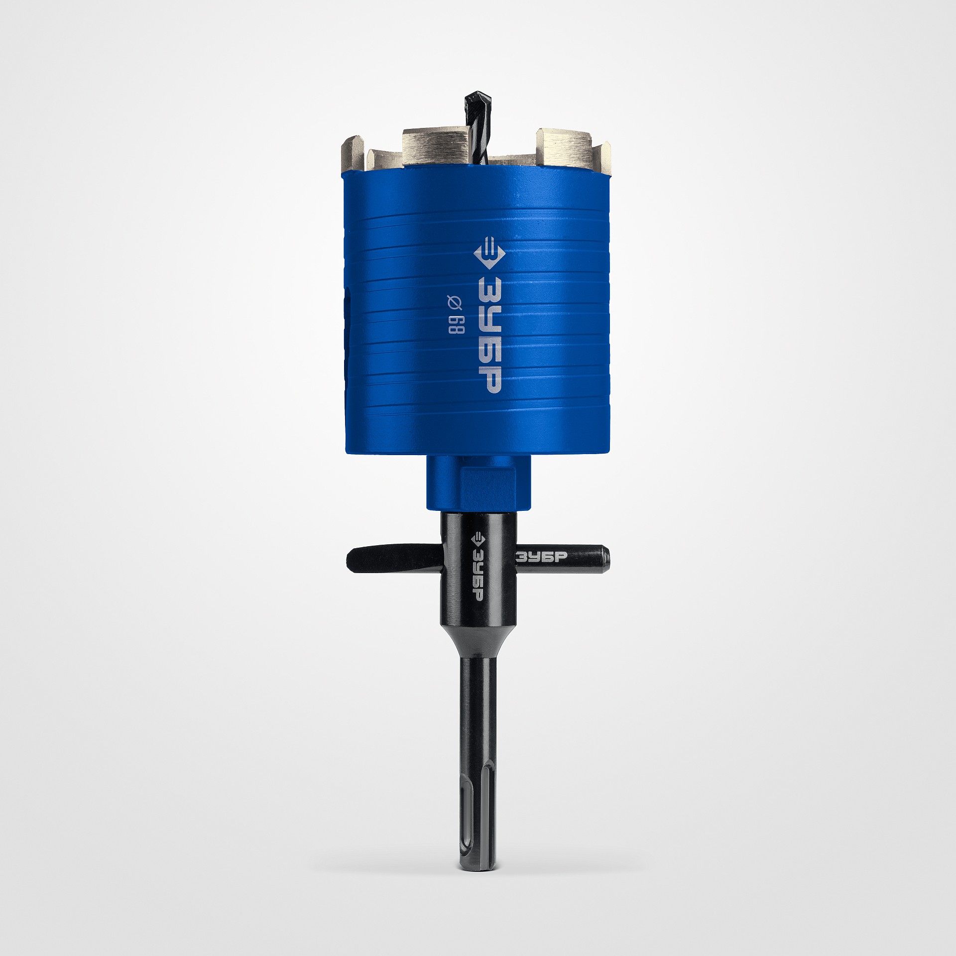 ЗУБР Железобетон 68мм (сухое сверление с микроударом, рабочая глубина 75мм, лазерная сварка) алмазная сегментная коронка для подрозетников (29875-68) — фото 2