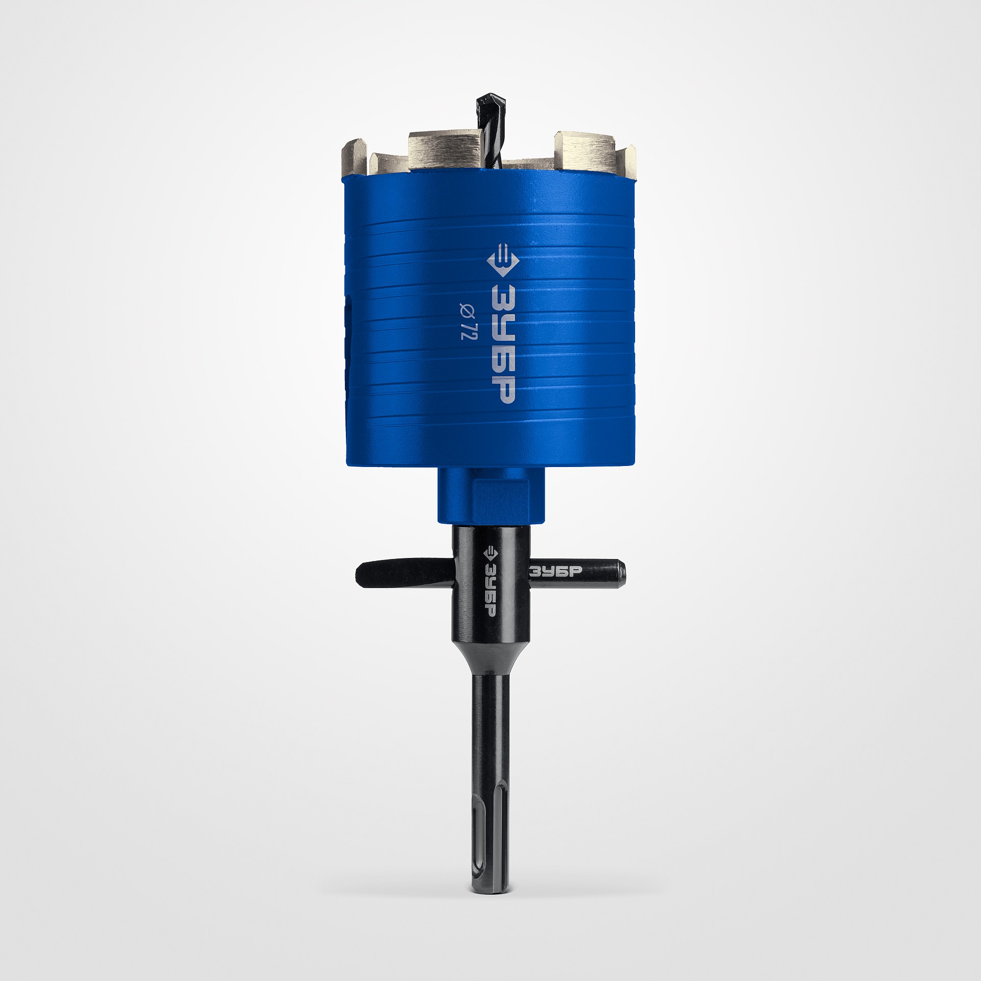 ЗУБР Железобетон 72мм (сухое сверление с микроударом, рабочая глубина 75мм, лазерная сварка) алмазная сегментная коронка для подрозетников (29875-72) — фото 2