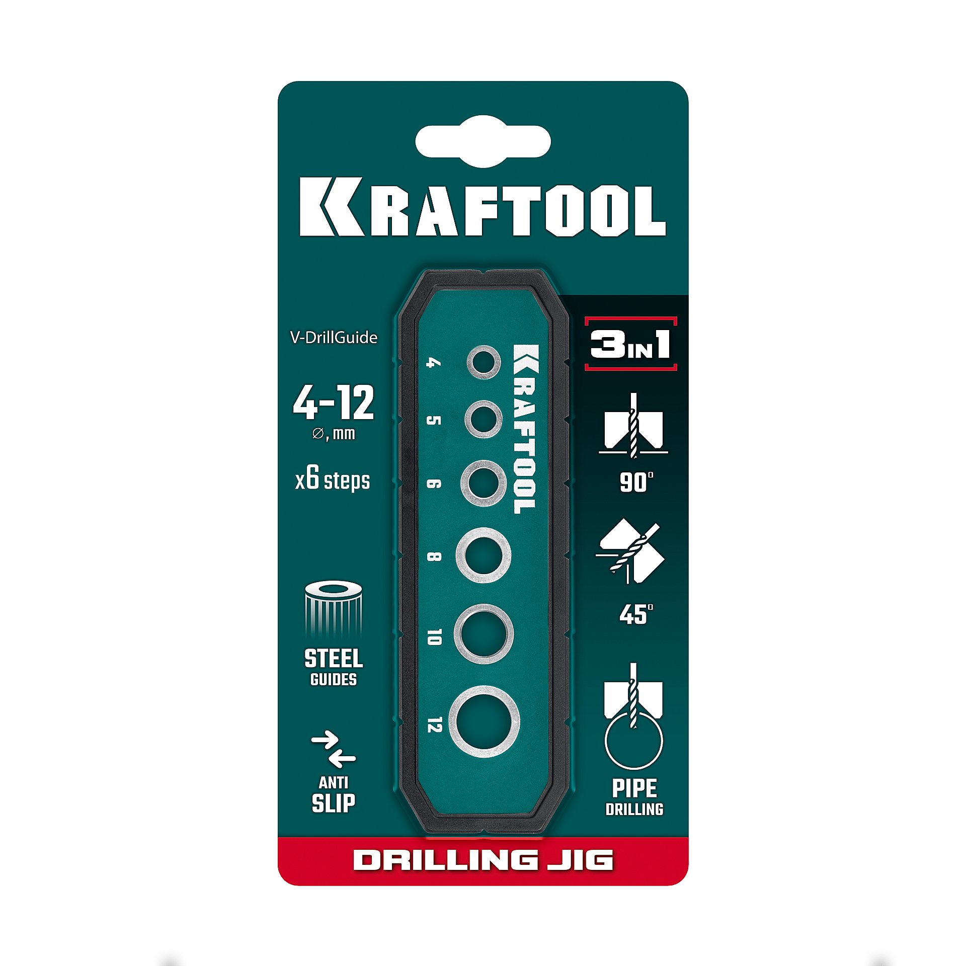 KRAFTOOL Woodsniper 121, 6 отверстий 4 - 12 мм, кондуктор для сверления под углом 45° и 90° (30073) — фото 9