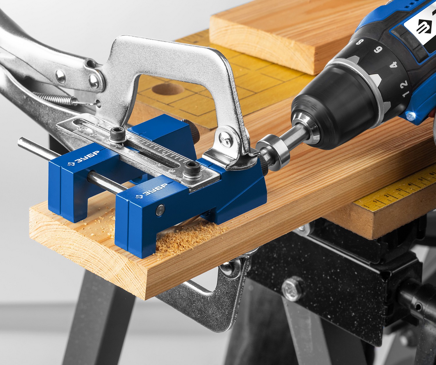 ЗУБР два отверстия, регулируемый кондуктор для глухих отверстий, Профессионал (30081) — фото 4