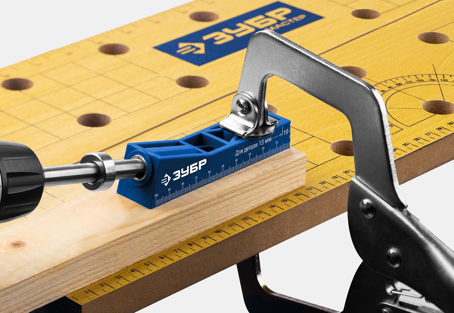 ЗУБР одно отверстие, одинарный кондуктор для глухих отверстий, Профессионал (30092) — фото 4