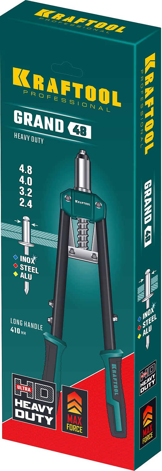 KRAFTOOL GRAND-48, 2.4 - 4.8 мм, 410 мм, усиленный двуручный заклёпочник (31175) — фото 7