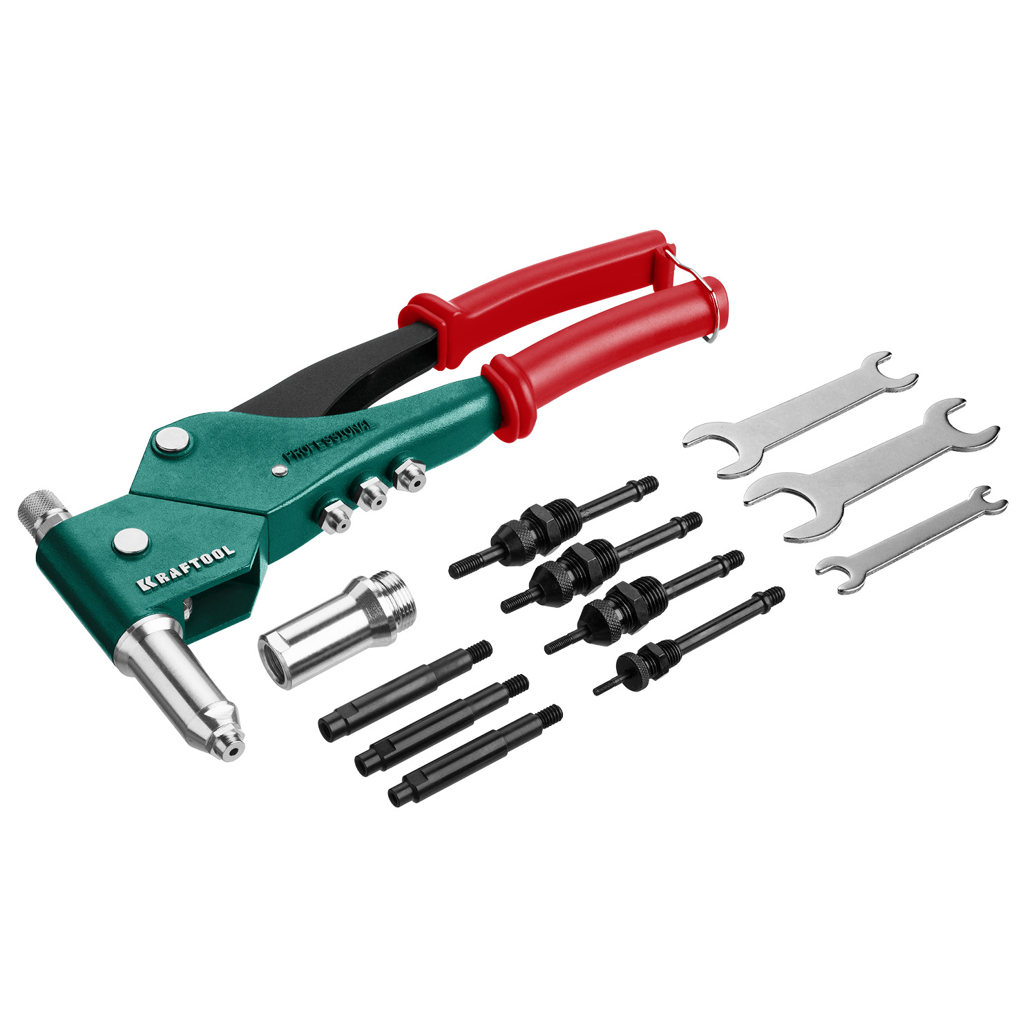 KRAFTOOL Combo3-M6, 360°, 3 вида заклёпок, комбинированный поворотный заклепочник в кейсе (31178) — фото 6