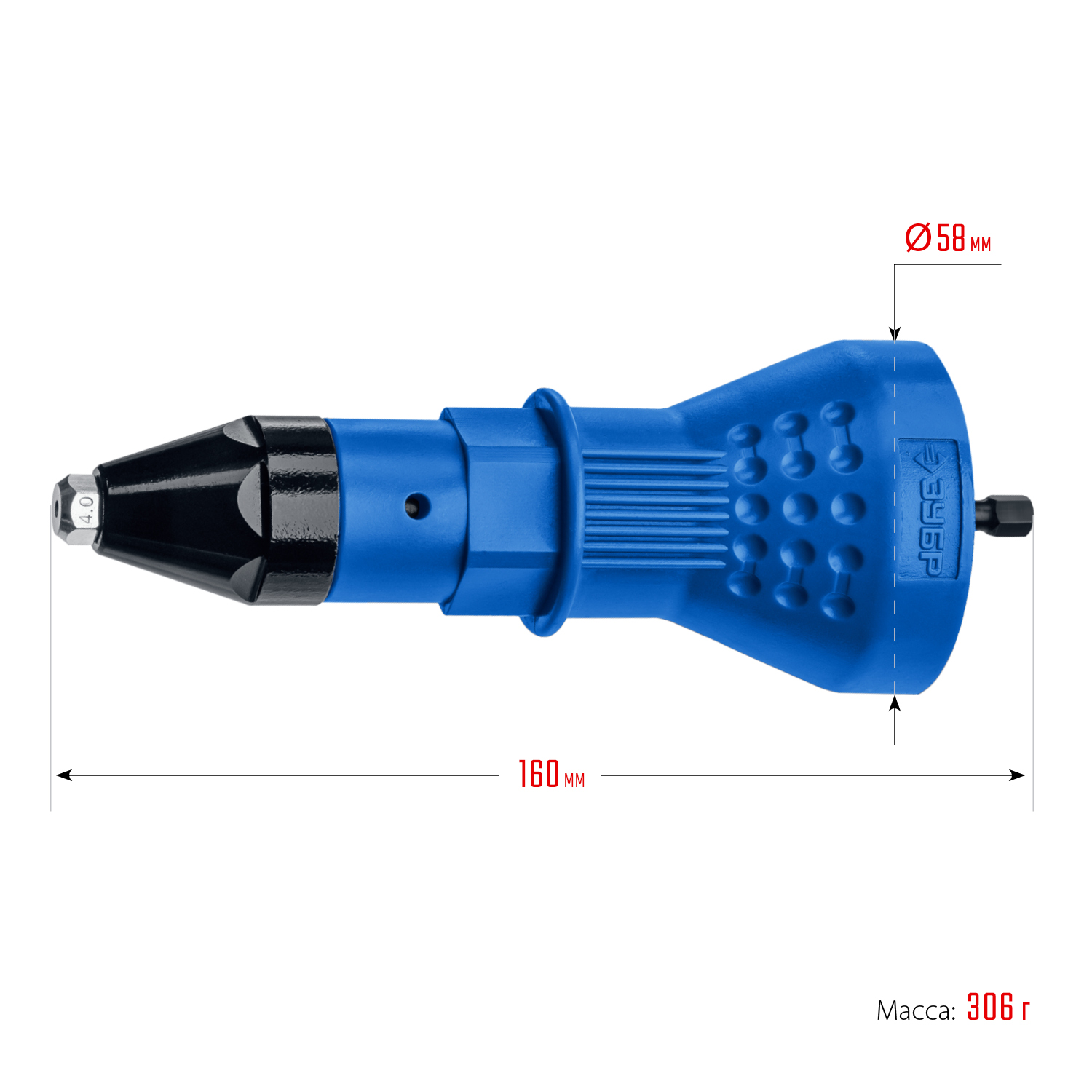 ЗУБР НВ-48, 2.4 - 4.8 мм, насадка-заклепочник на шуруповерт, Профессионал (31220) — фото 11