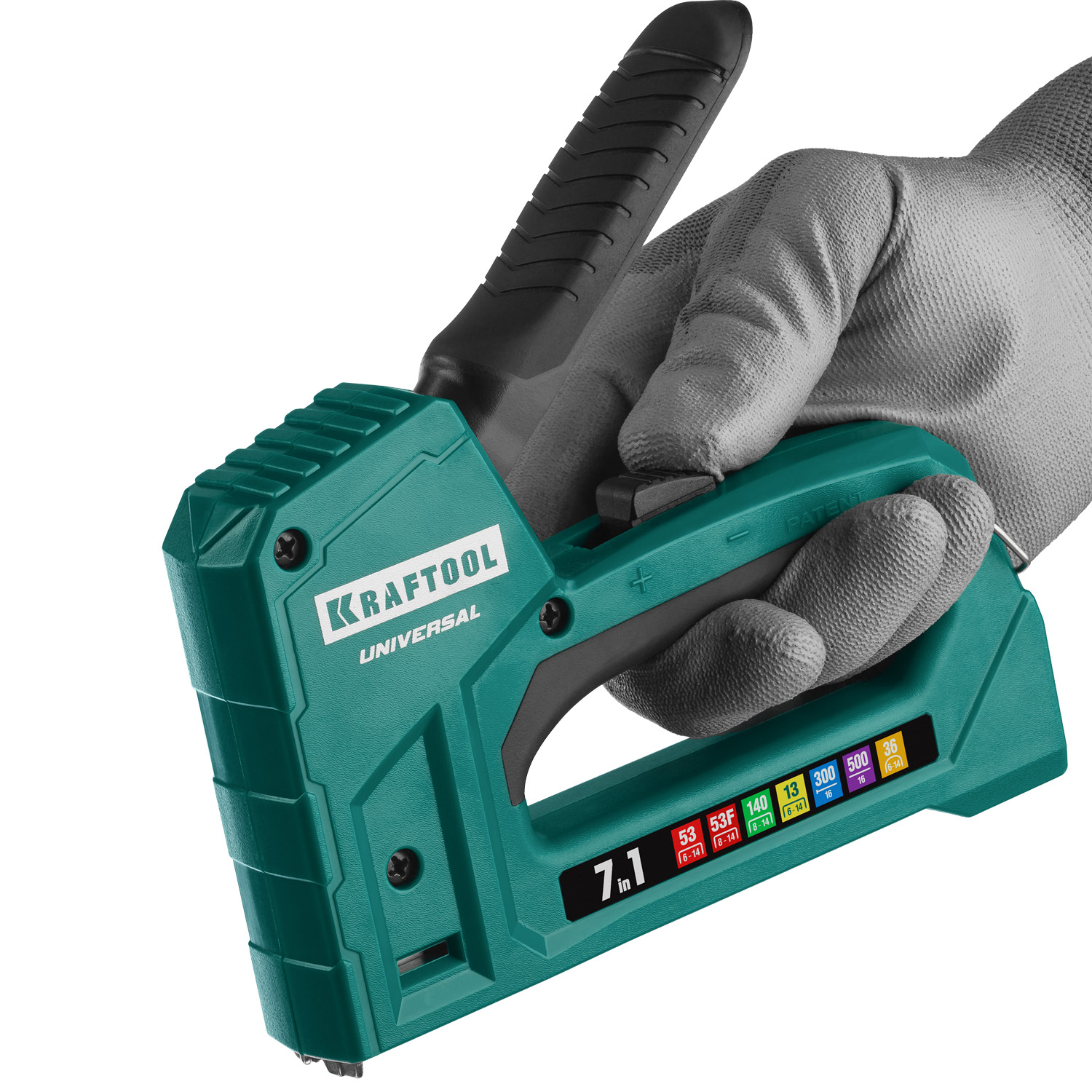 KRAFTOOL Universal, 7-в-1: 53 (A/10/JT21) 23GA (6 - 14 мм)/140 (G/11/57) 20GA (8 - 14 мм)/13/53F/36/500, универсальный легкий степлер (31524) — фото 13