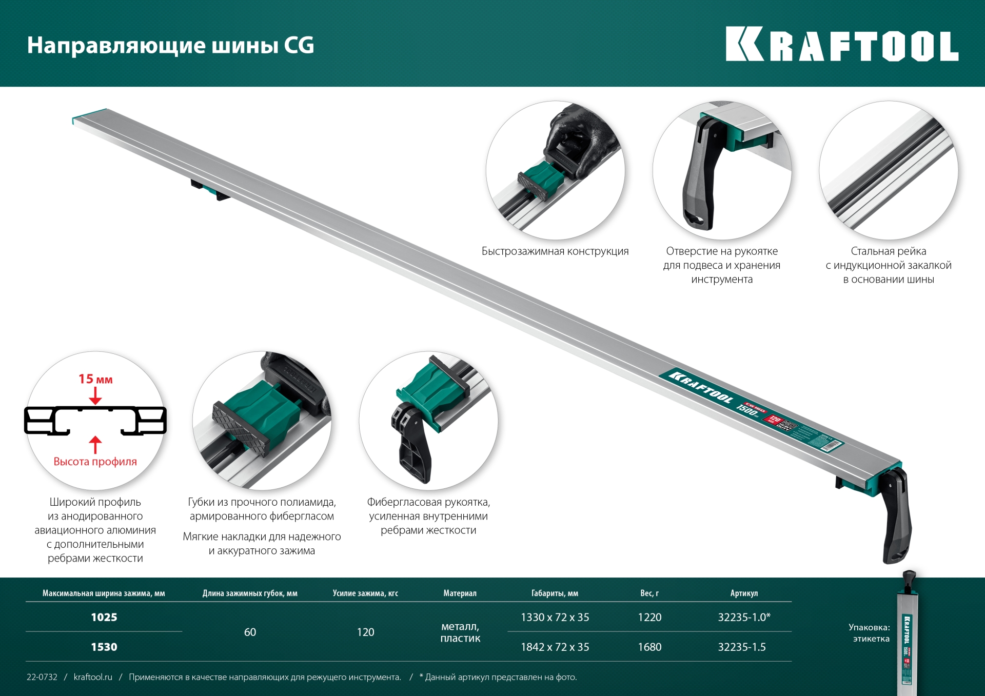 KRAFTOOL CG-100, 1025 мм, зажимная, направляющая шина (32235-1.0) — фото 11