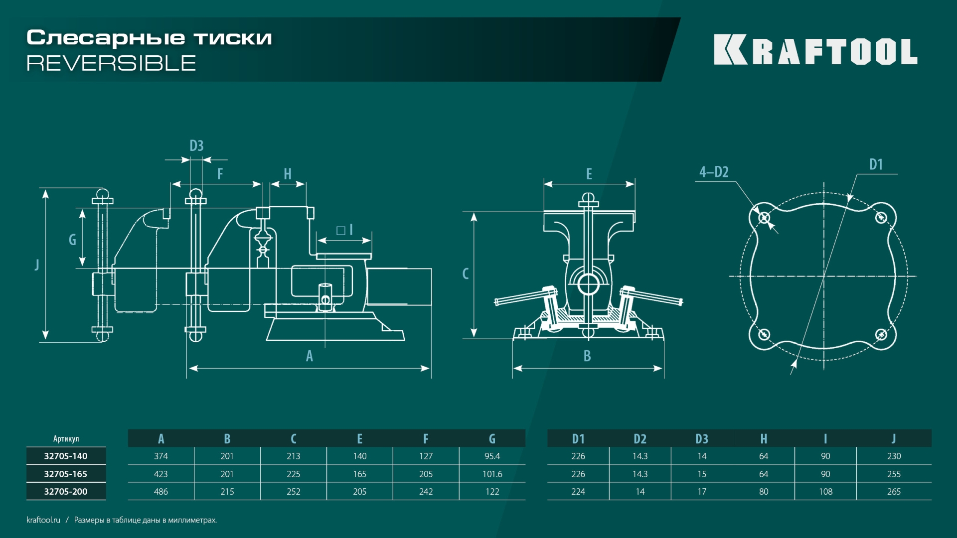 KRAFTOOL Reversible 140 мм, расход 273 мм, Слесарные тиски (32705-140) — фото 18