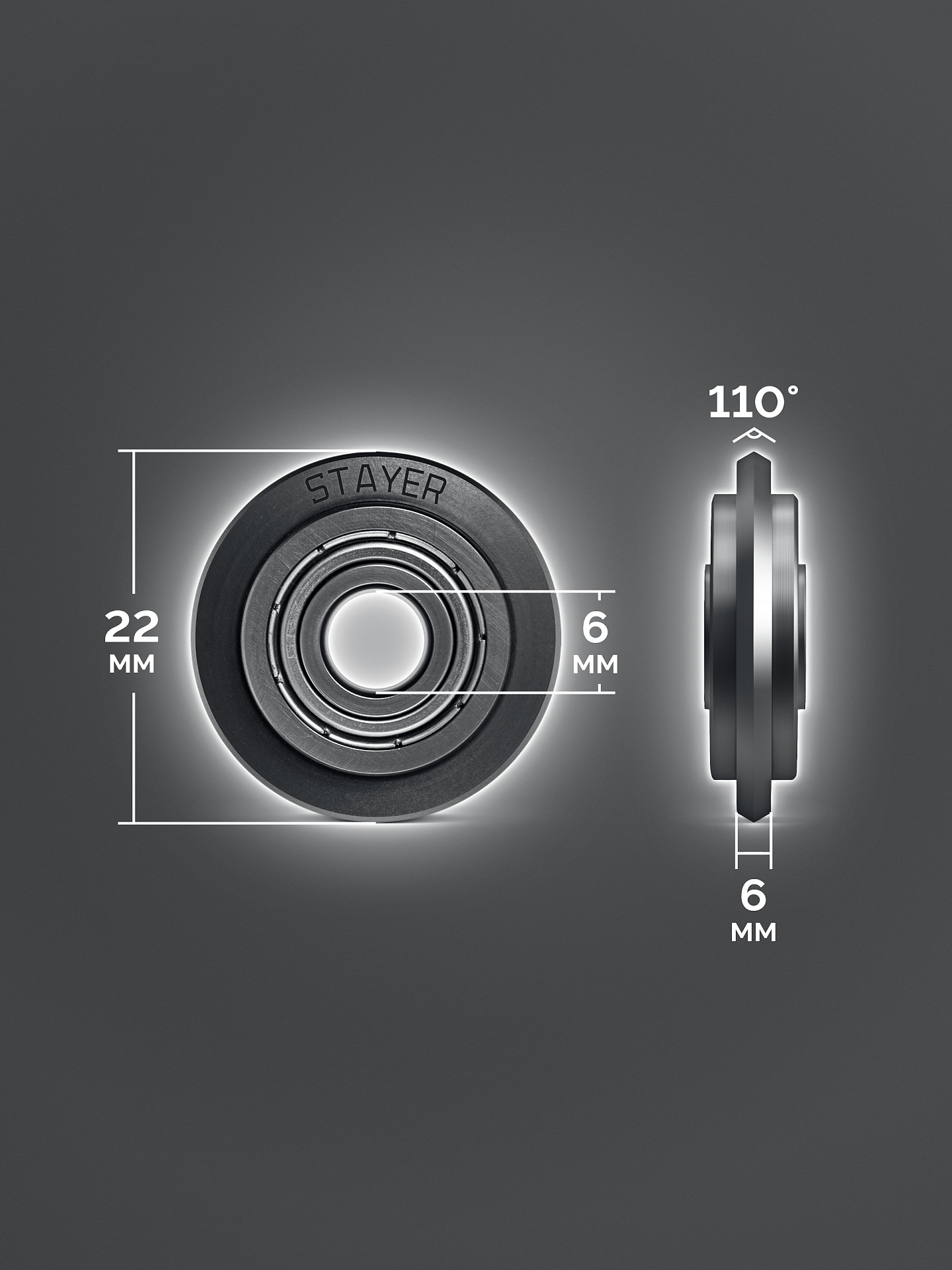 STAYER 22х6х6 мм, на подшипнике, режущий ролик для ручных плиткорезов (3321-22) — фото 3