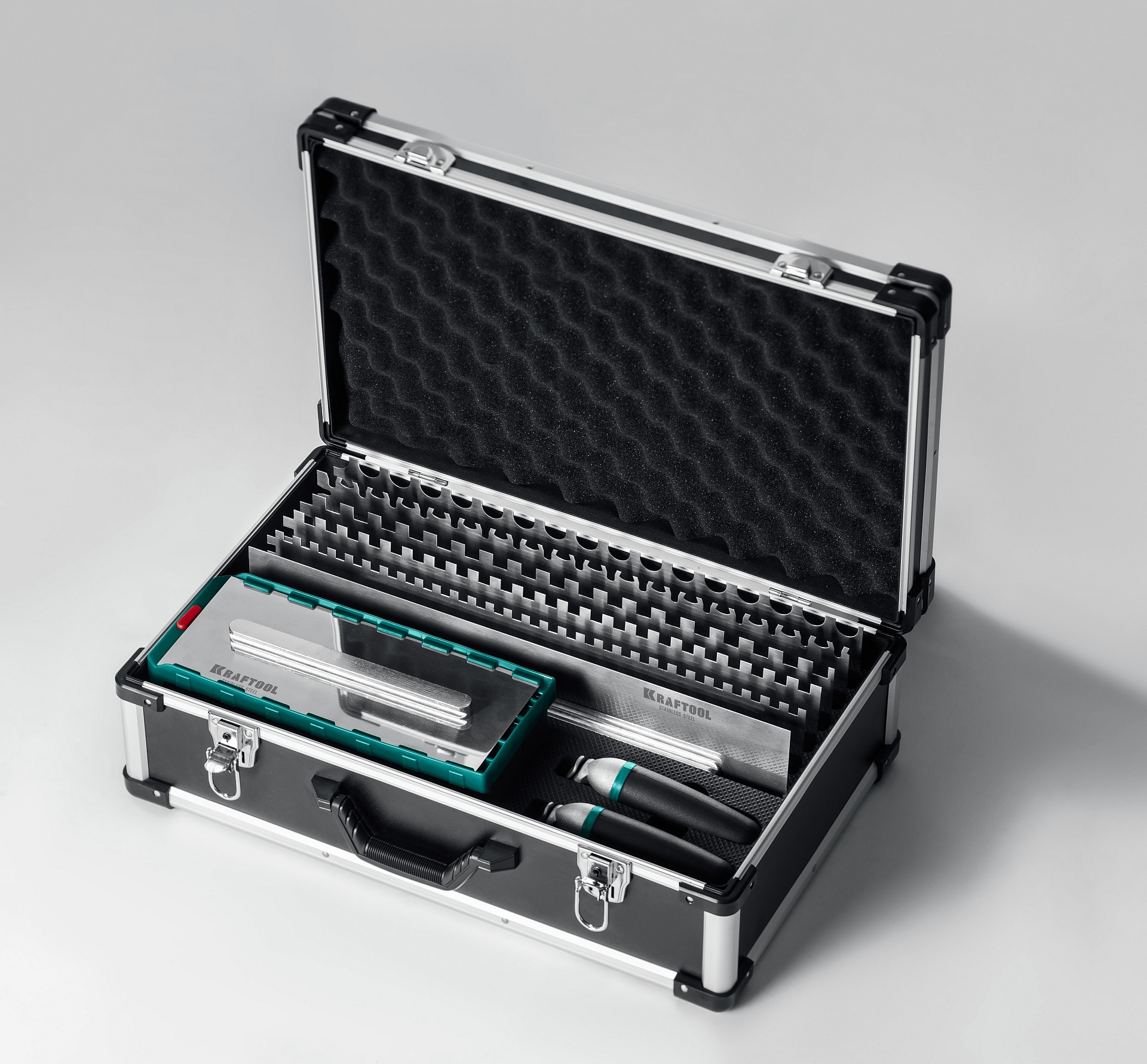 KRAFTOOL 280х115 мм (6шт) - 480х130 мм (6шт), набор нержавеющих гребенок со сменной 2к ручкой, в пластиковом кейсе (33268-H12) — фото 4