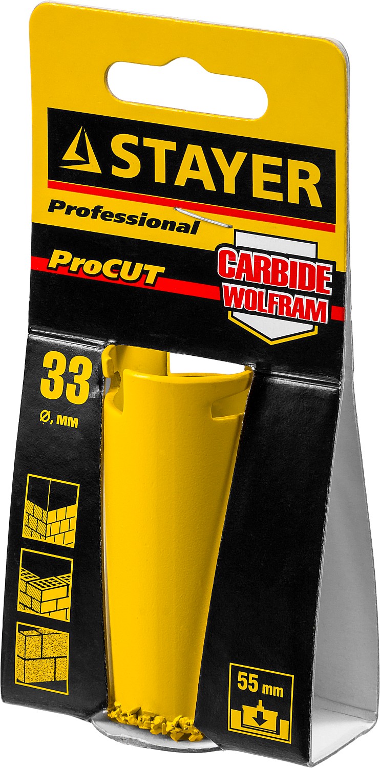 STAYER 33 мм, L 55 мм, карбид вольфрама, кольцевая коронка, Professional (33345-33) — фото 4