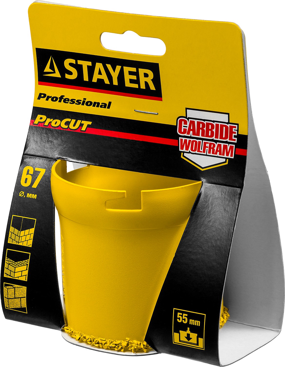 STAYER 67 мм, L 55 мм, карбид вольфрама, кольцевая коронка, Professional (33345-67) — фото 4