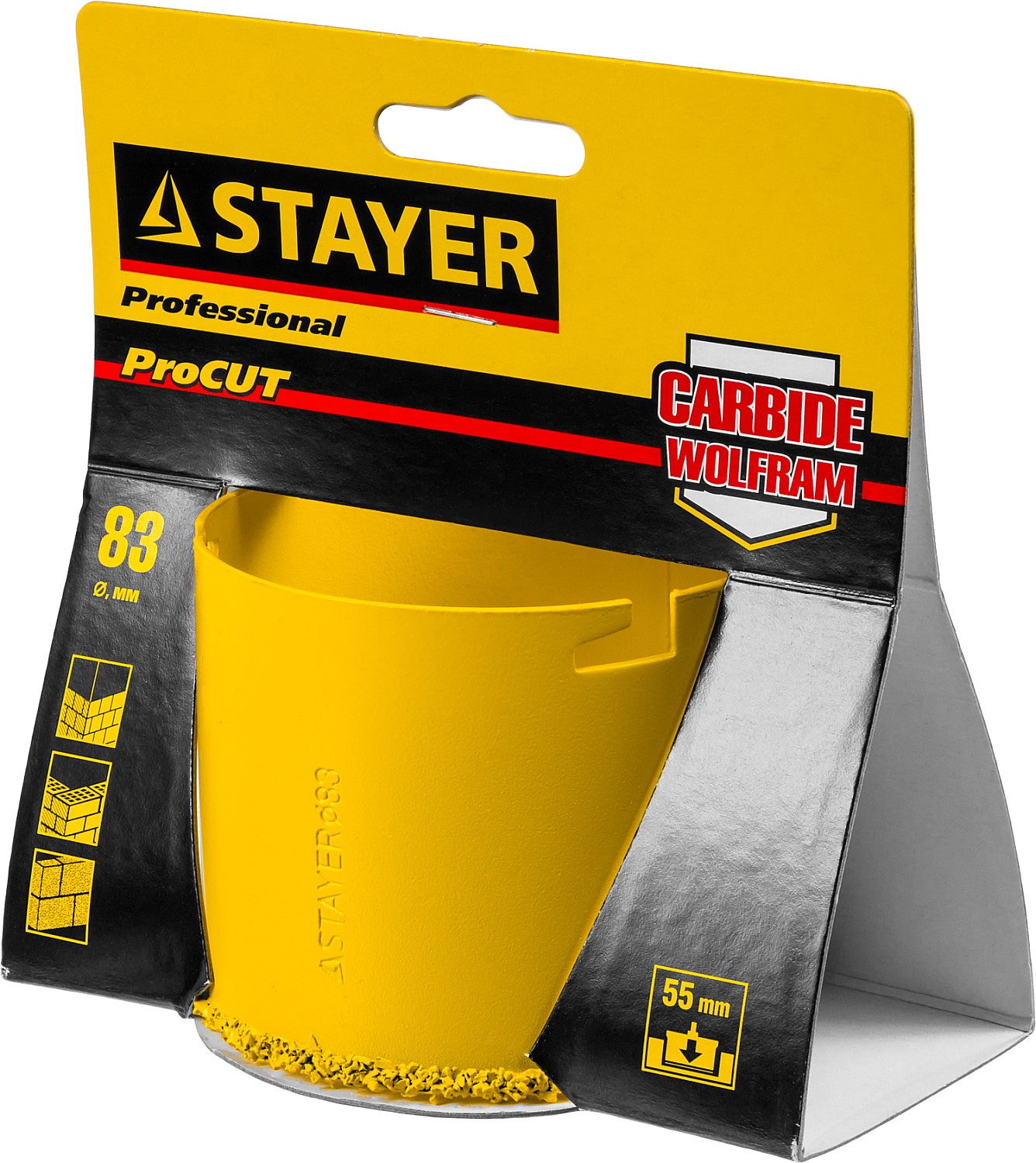 STAYER 83 мм, L 55 мм, карбид вольфрама, кольцевая коронка, Professional (33345-83) — фото 4