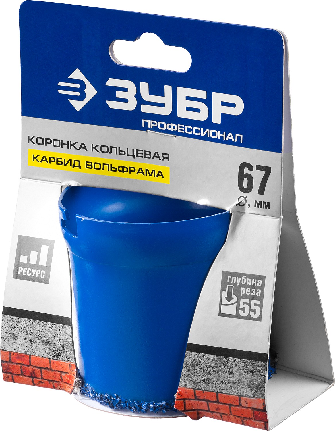 ЗУБР 67 мм, L 55 мм, карбид вольфрама, коронка кольцевая, Профессионал (33350-67) — фото 2