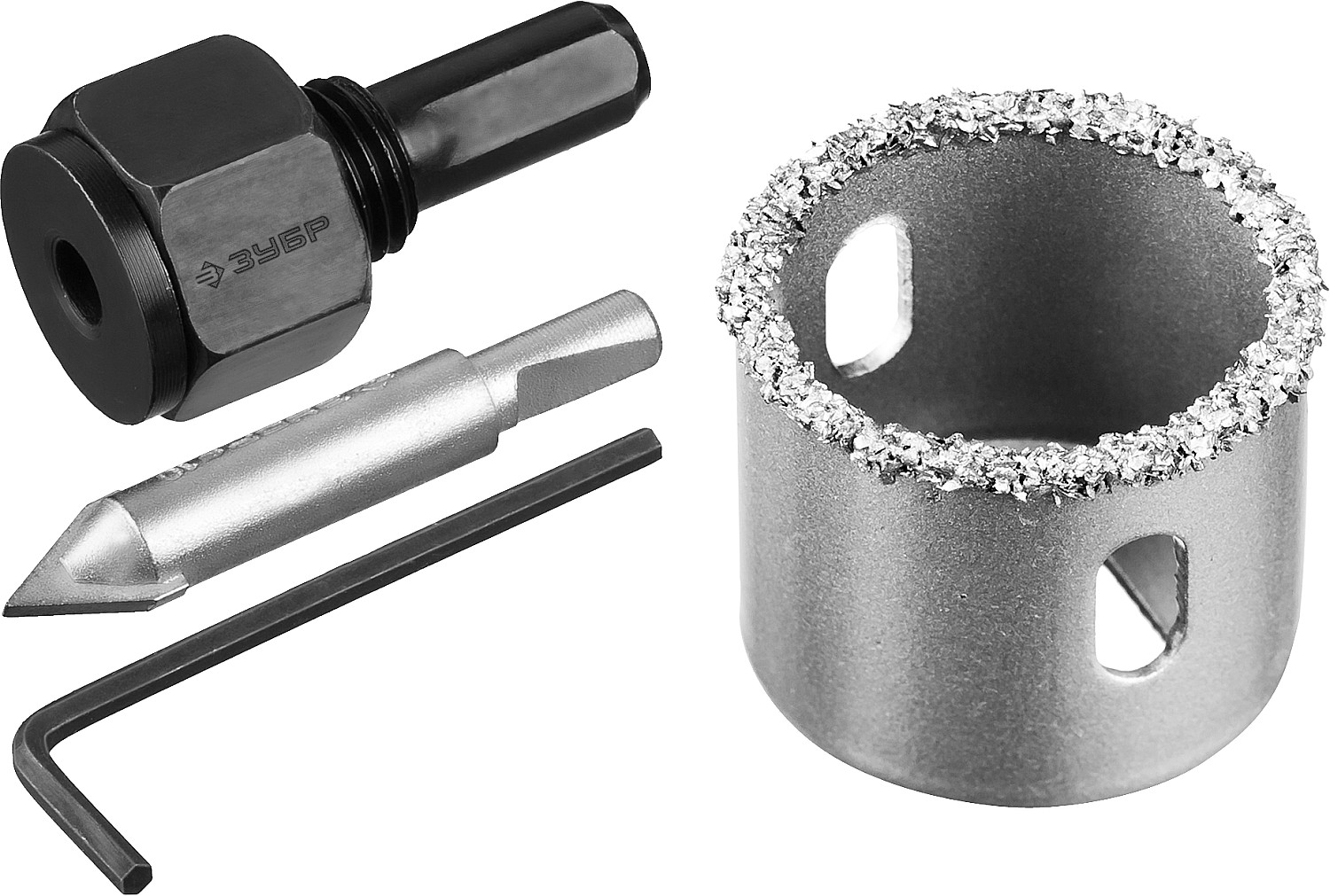 ЗУБР 32 мм, L 25 мм, карбид вольфрама, коронка-чашка с державкой и сверлом, Профессионал (33360-032) — фото 3