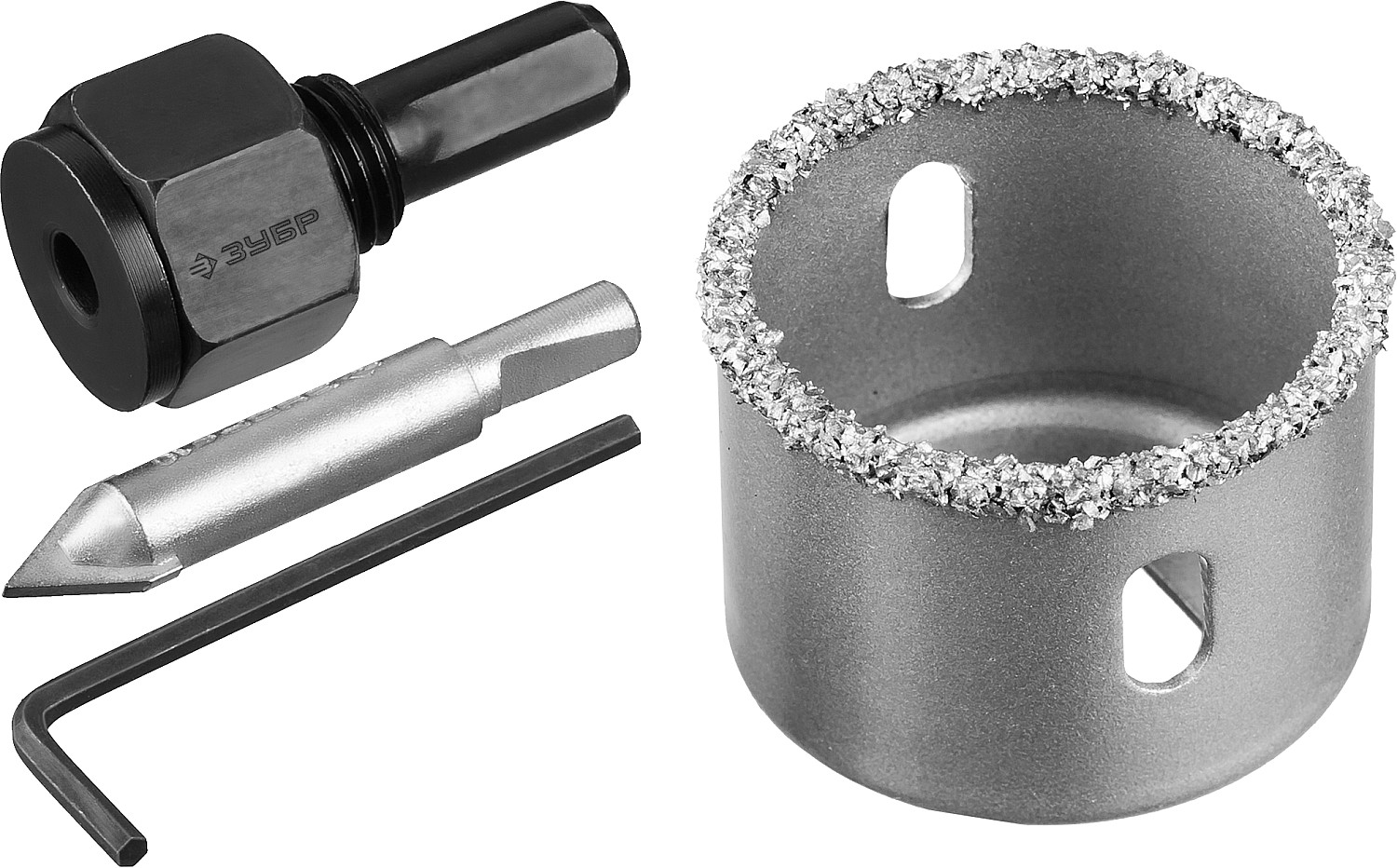 ЗУБР 38 мм, L 25 мм, карбид вольфрама, коронка-чашка с державкой и сверлом, Профессионал (33360-038) — фото 3