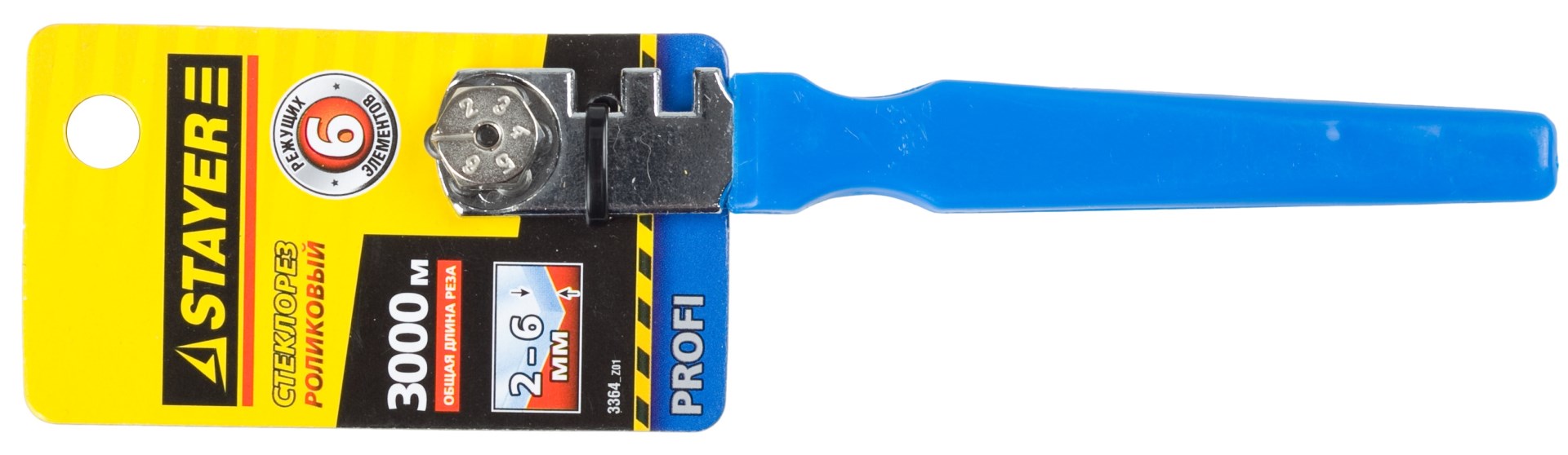 STAYER 3000 м, стекла 6 режущих элементов пластмассовая рукоятка, роликовый стеклорез, Professional (3364) — фото 2