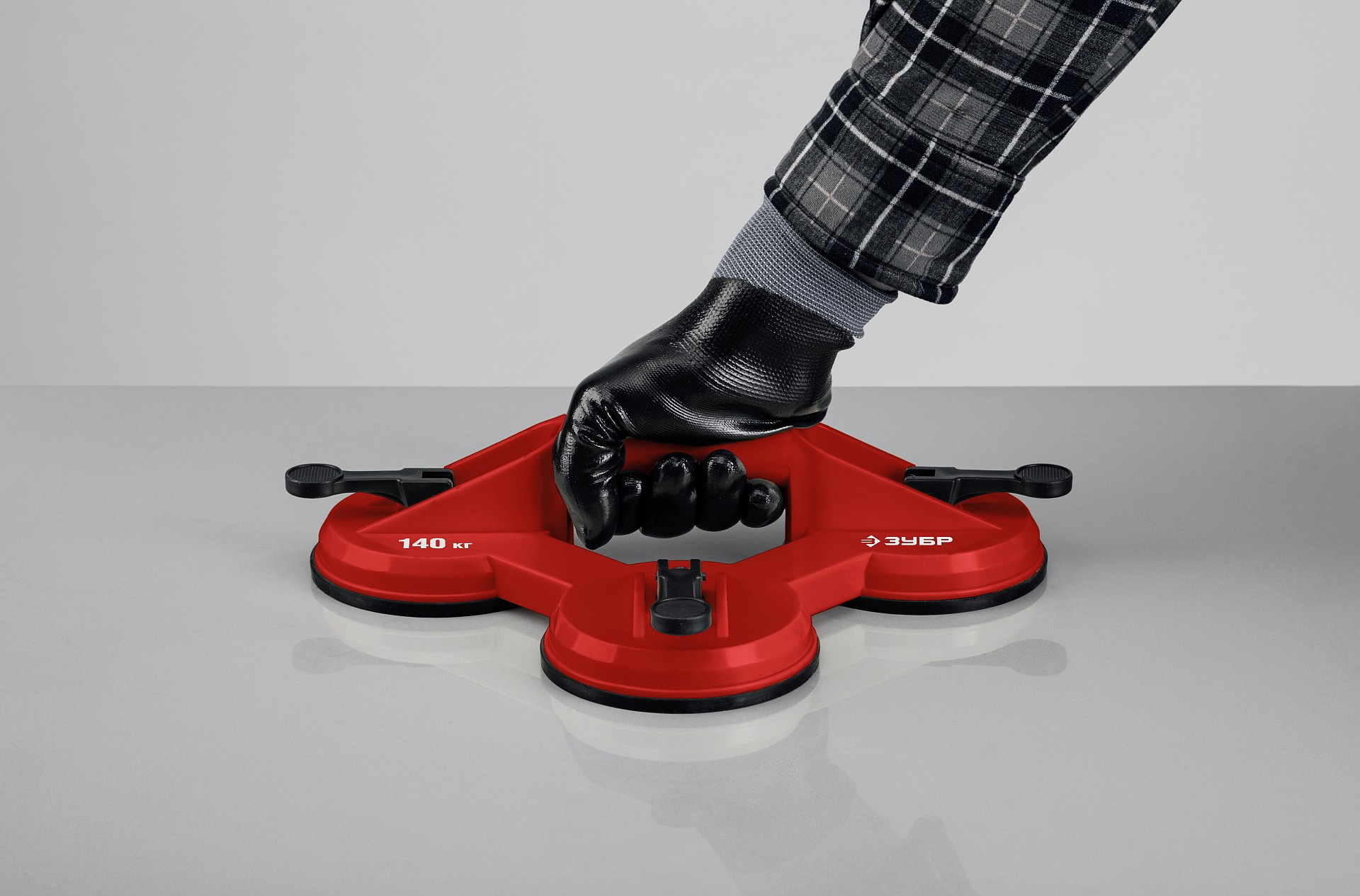 ЗУБР 140 кг, пластмассовый, тройной, стеклодомкрат на присоске (33724-3) — фото 4