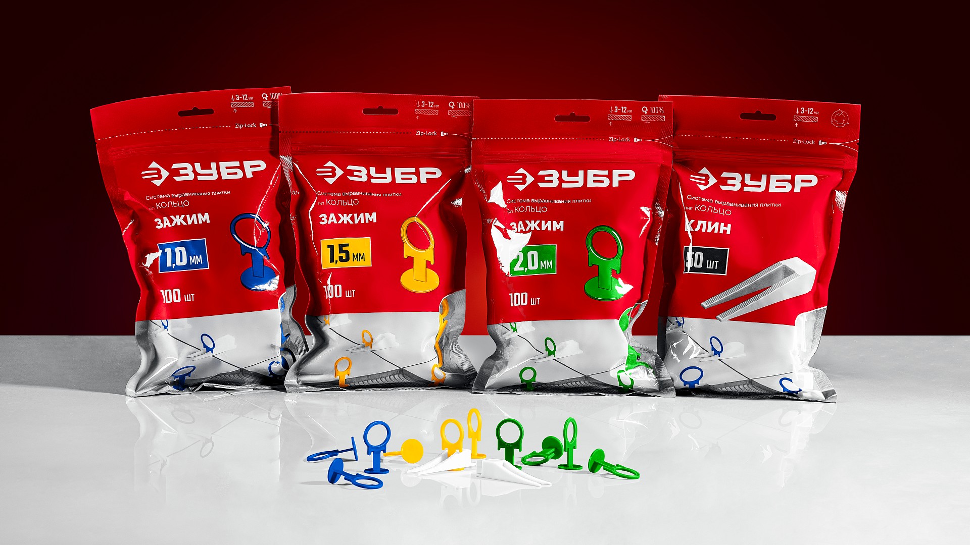 ЗУБР СВП КОЛЬЦО, комплект: 2,0 мм, зажим + клин, 50 + 50 шт, система выравнивания плитки (33832-H50) — фото 4