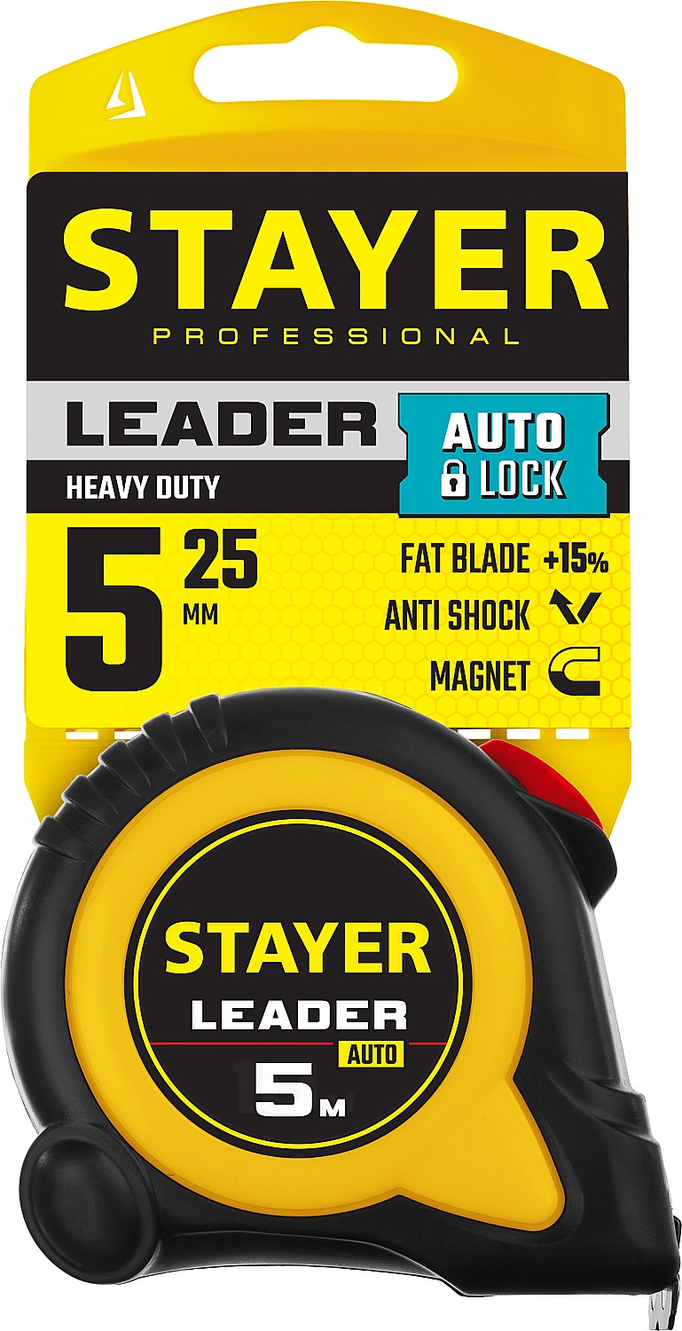 STAYER Leader, 5 м х 25 мм, рулетка с автостопом, Professional (3402-5) — фото 3