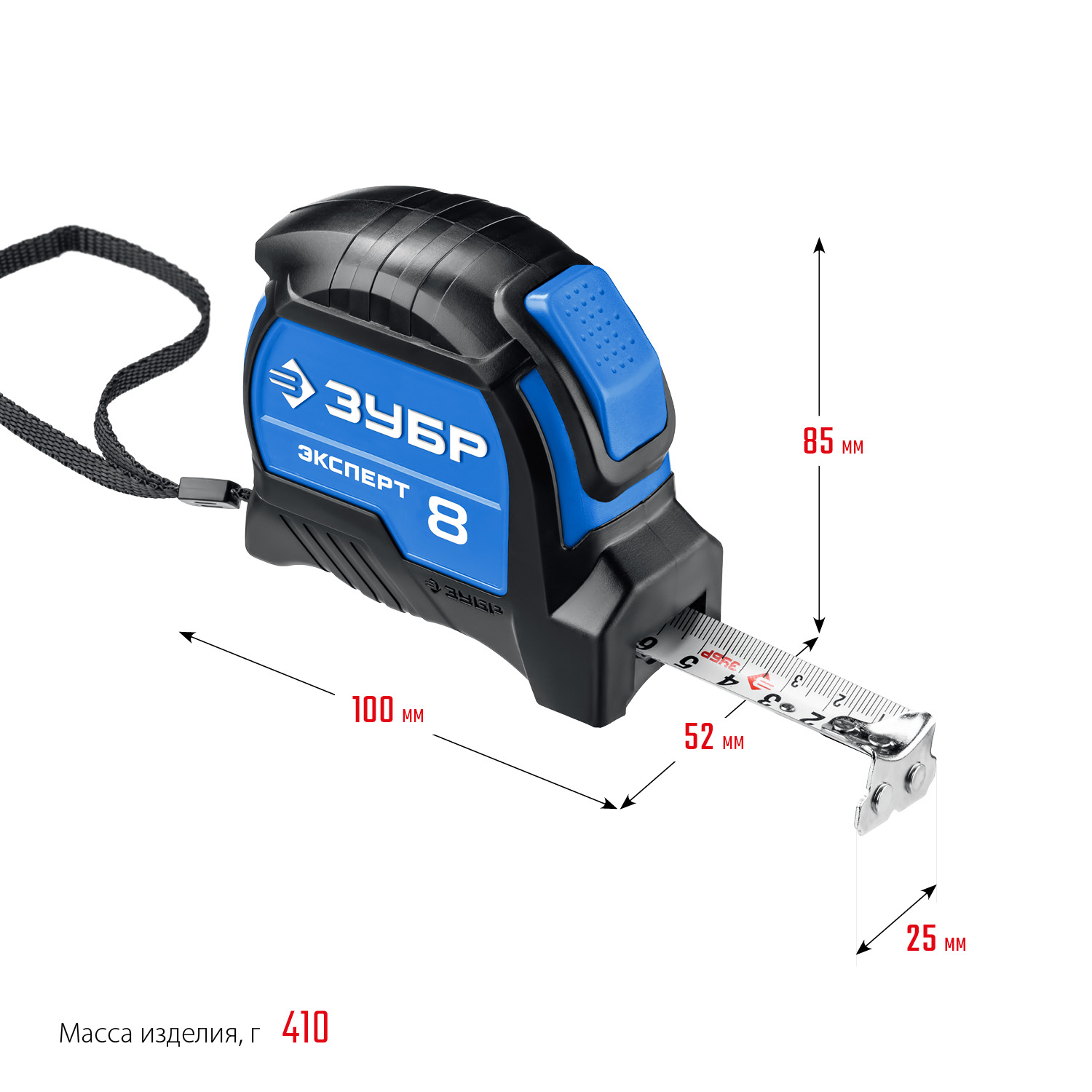 ЗУБР ЭКСПЕРТ, 8 м х 25 мм, рулетка с автостопом, Профессионал (34057-08-25) — фото 6