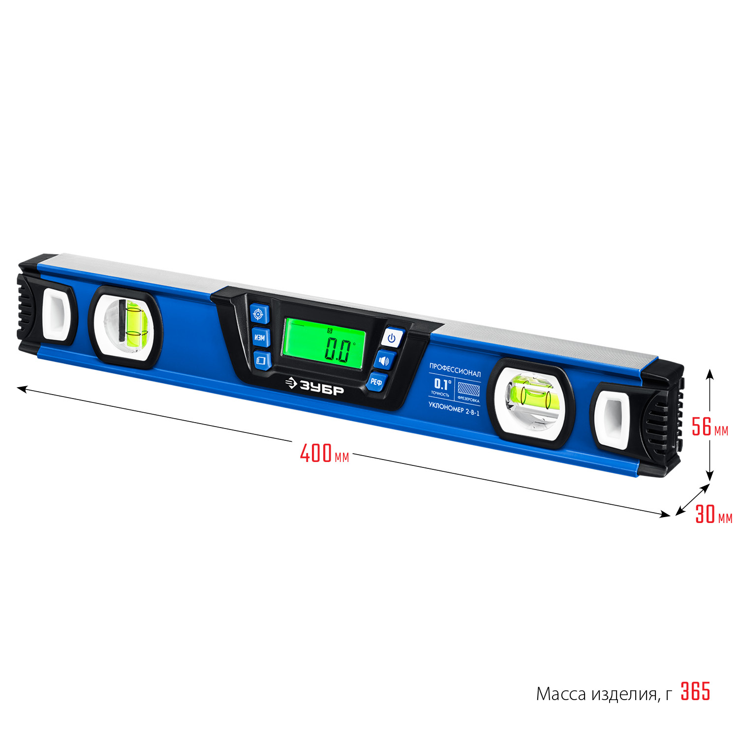 ЗУБР 400 мм, 0-90°, ±0,2°, уровень-уклономер, Профессионал (34286) — фото 9