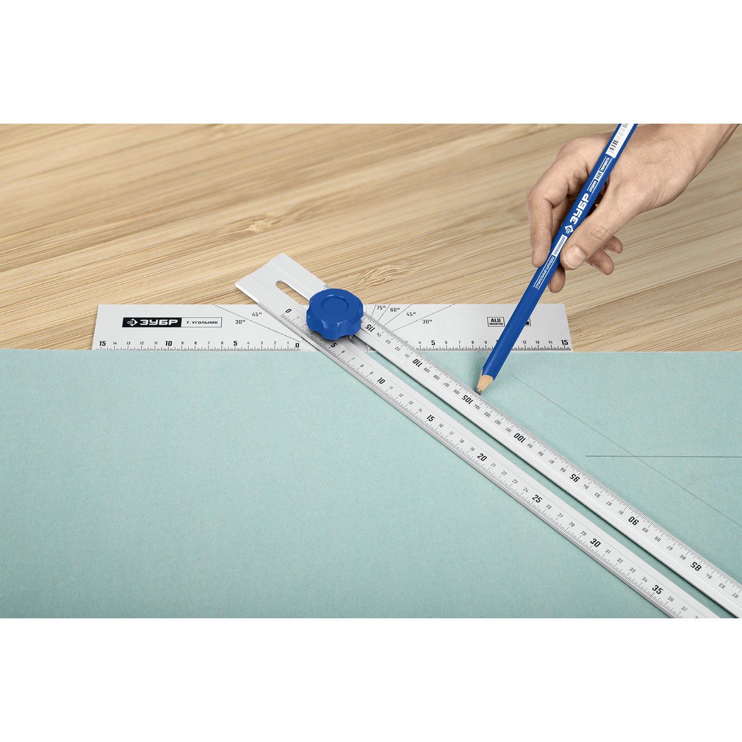 ЗУБР Т-угольник алюминиевый с подвижной направляющей, Профессионал (34389) — фото 7