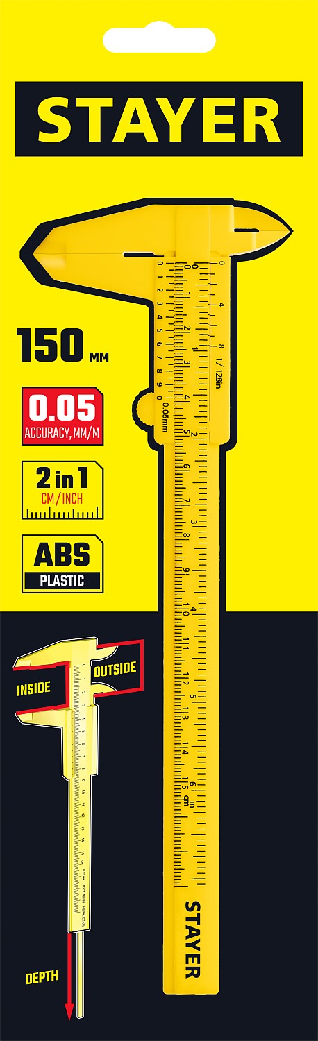 STAYER 150 мм, пластмассовый штангенциркуль (3440) — фото 2