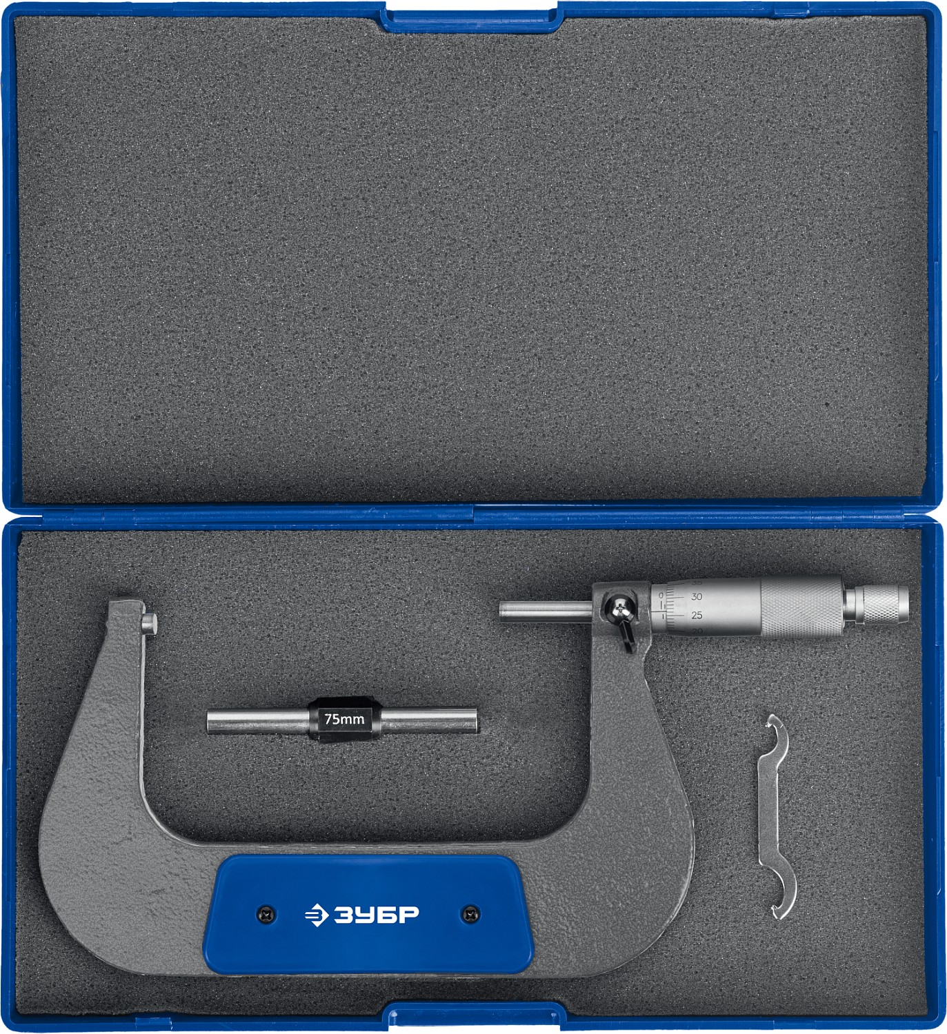 ЗУБР МК 100, 75 - 100 мм, гладкий механический микрометр, Профессионал (34480-100) — фото 3